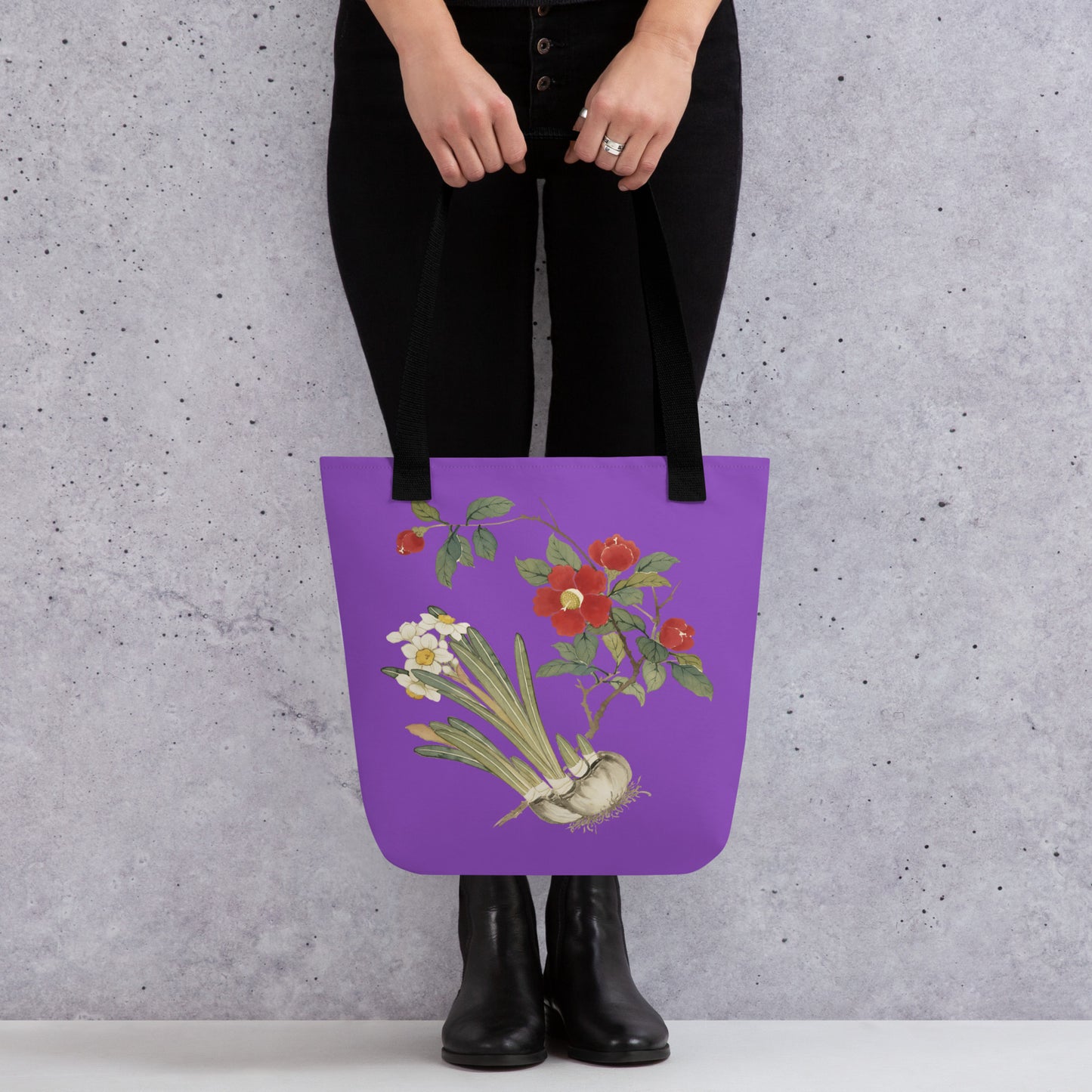 The Spirit of Flowers in Twelve Months｜Narcissus and Camelia in Bloom｜Tote bag｜Purple