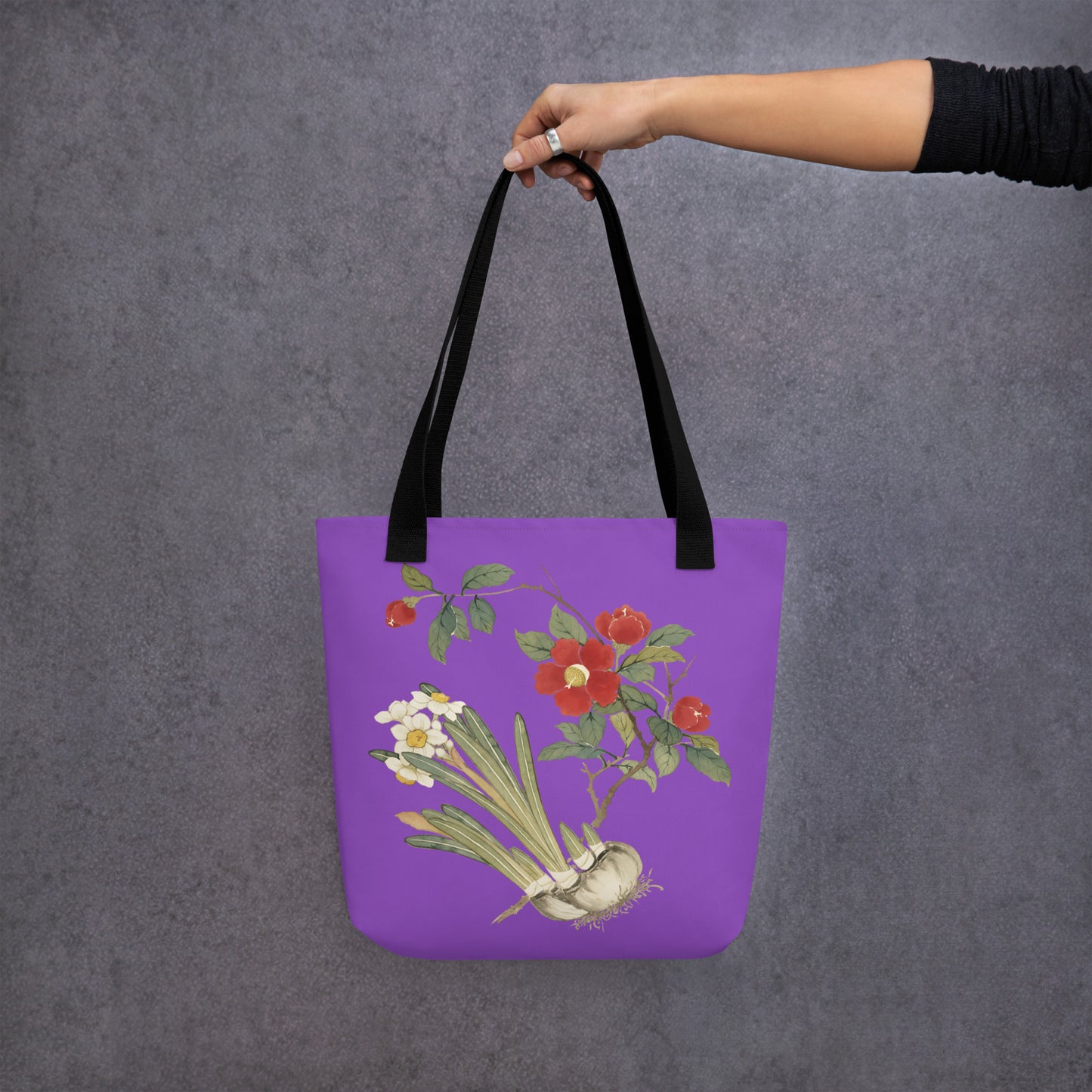 The Spirit of Flowers in Twelve Months｜Narcissus and Camelia in Bloom｜Tote bag｜Purple