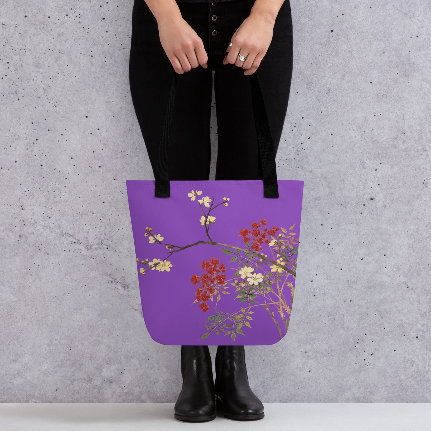 The Spirit of Flowers in Twelve Months｜Blooming Wintersweet and Heavenly Bamboo｜Tote bag｜Purple