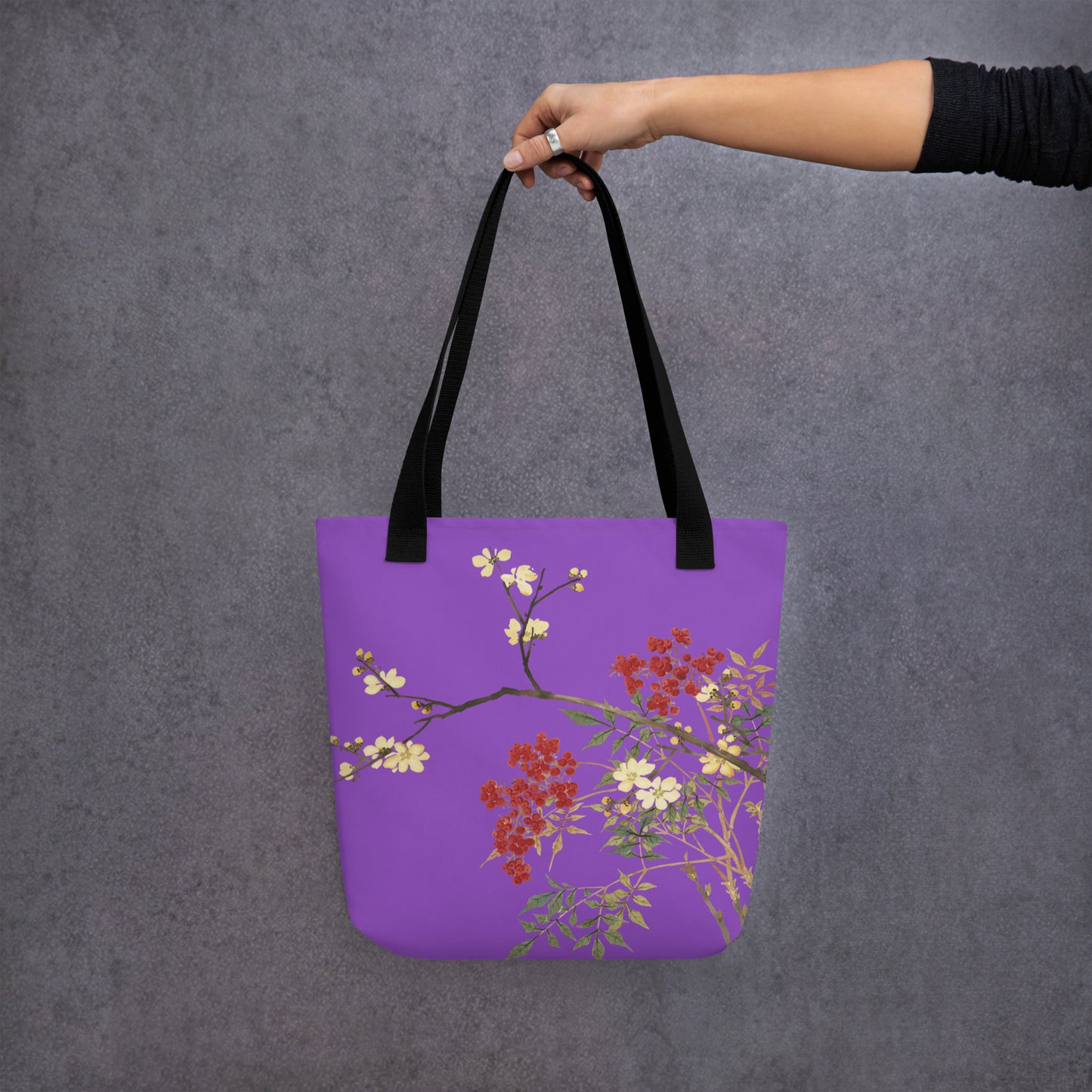 The Spirit of Flowers in Twelve Months｜Blooming Wintersweet and Heavenly Bamboo｜Tote bag｜Purple