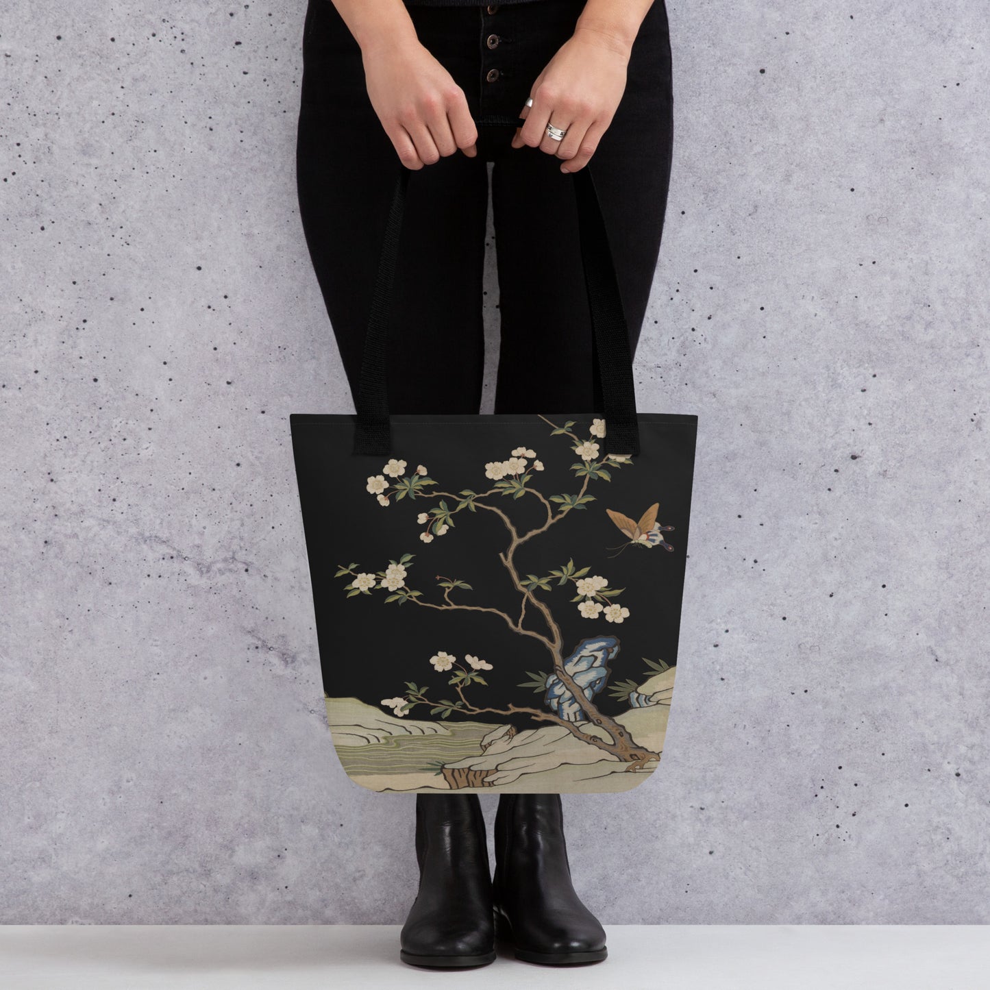 Kesi Flower Album｜Plum Blossoms and Butterfly｜Tote bag｜Black