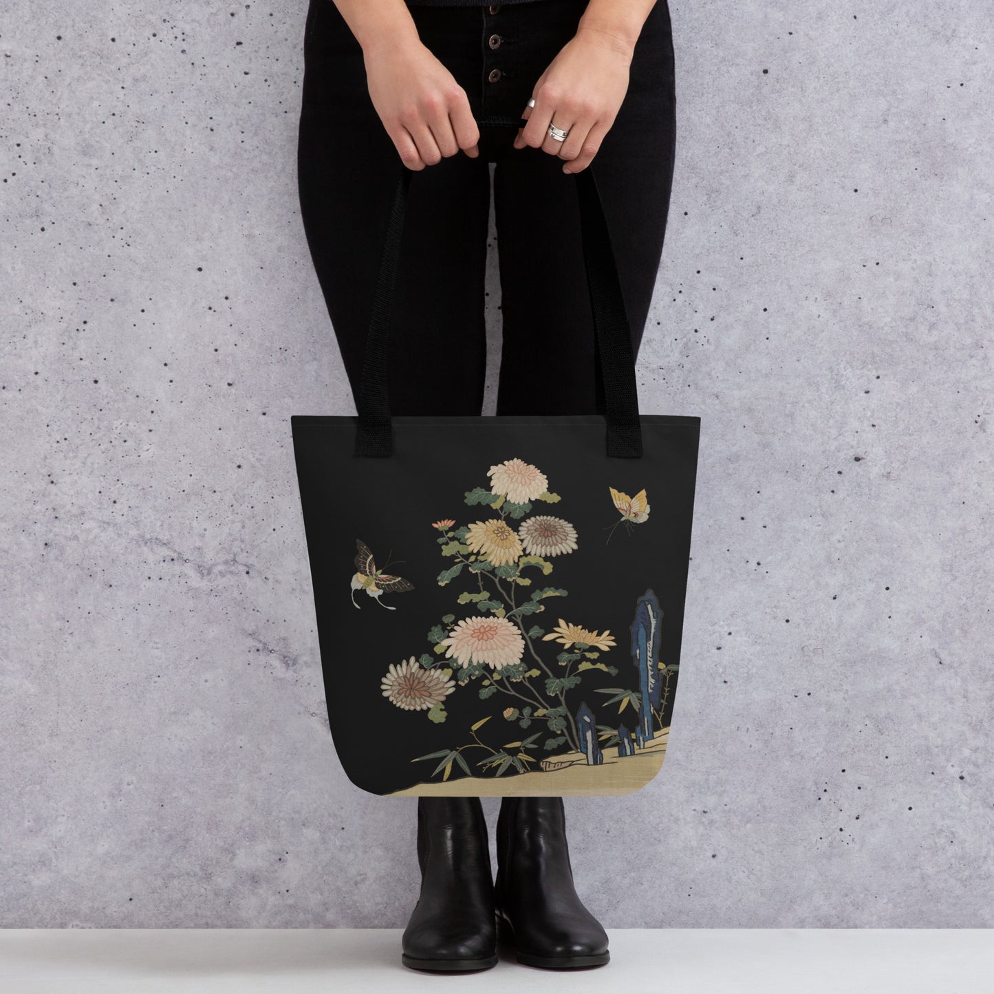 Kesi Flower Album｜Chrysanthemums and Butterflies｜Tote bag｜Black