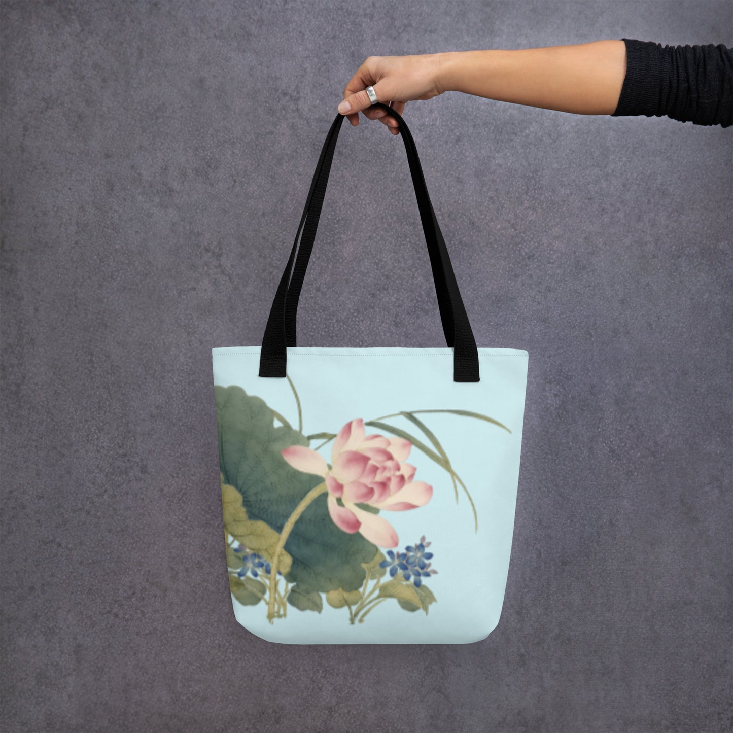 The Spirit of Flowers in Twelve Months｜Lotus in Bloom｜Tote bag｜Aqua blue