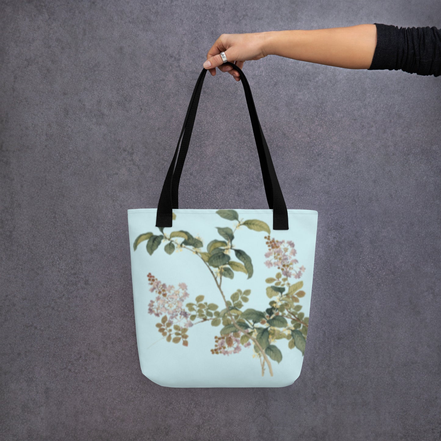 The Spirit of Flowers in Twelve Months｜Osmanthus and Crape Myrtle in Bloom｜Tote bag｜Aqua blue