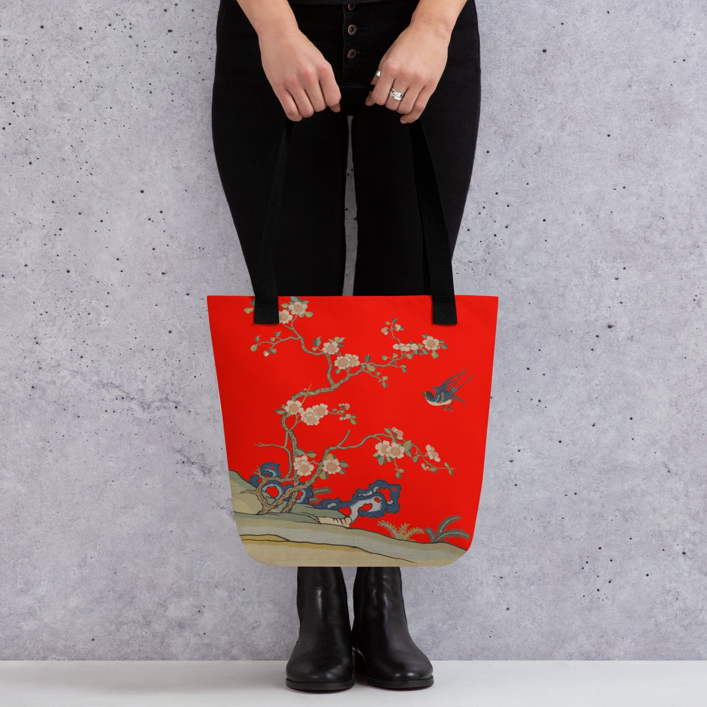 Kesi Flower Album｜Swallow in Flight, Harbinger of Spring｜Tote bag｜Garnet red