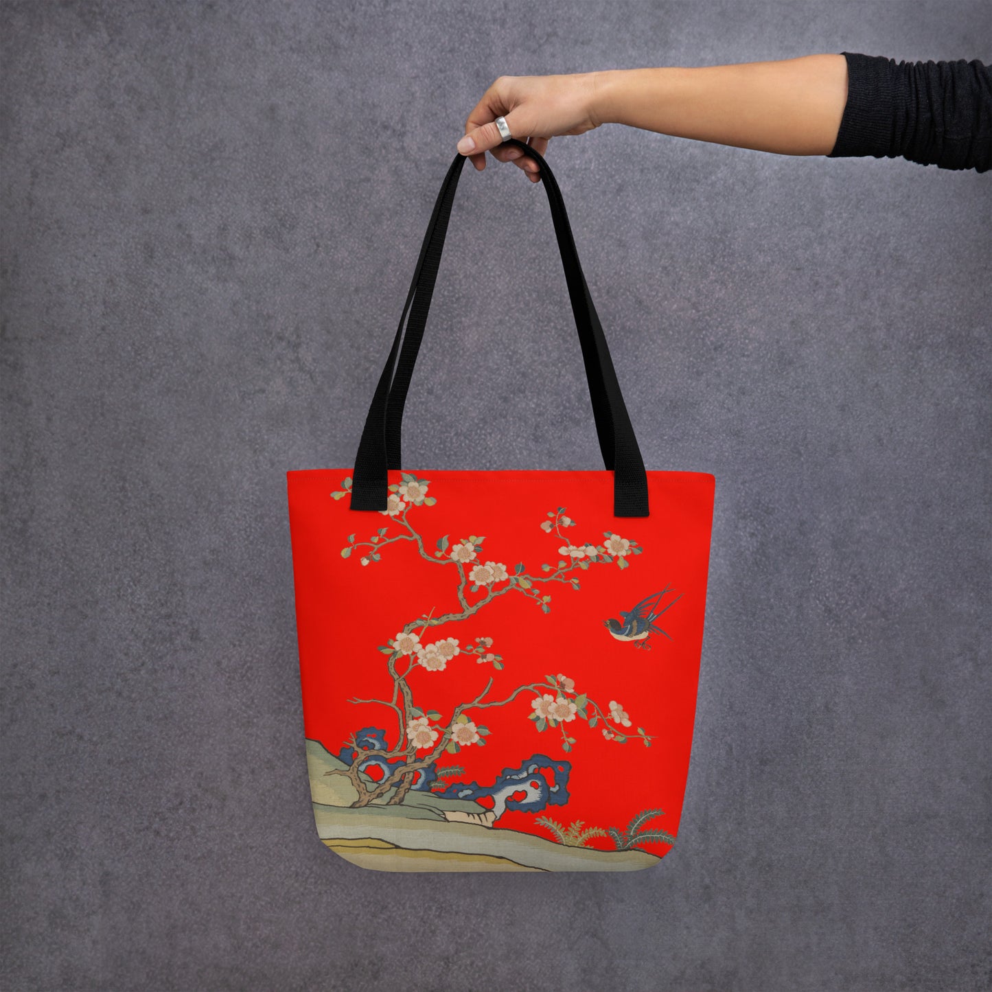 Kesi Flower Album｜Swallow in Flight, Harbinger of Spring｜Tote bag｜Garnet red