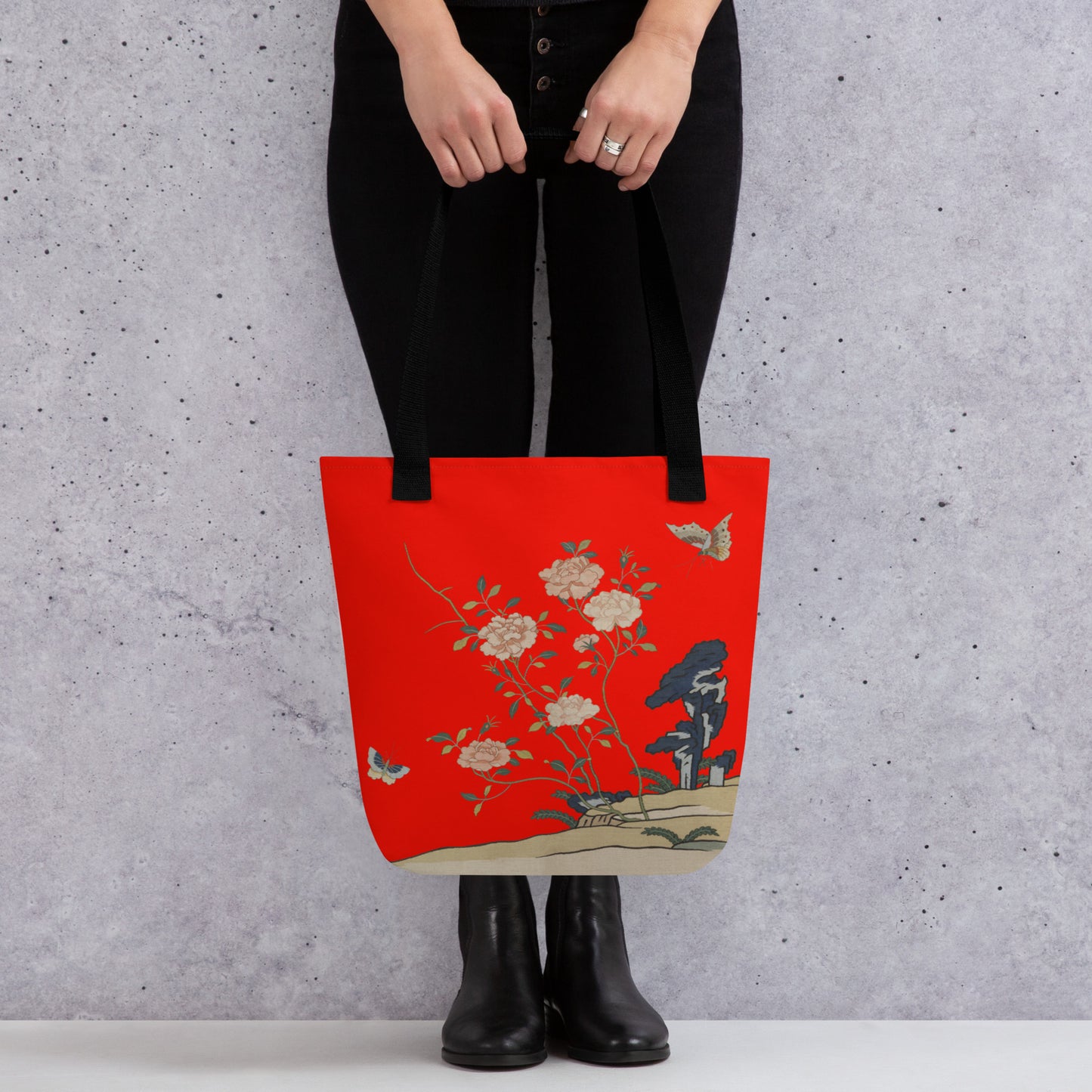 Kesi Flower Album｜Red Roses｜Tote bag｜Garnet red