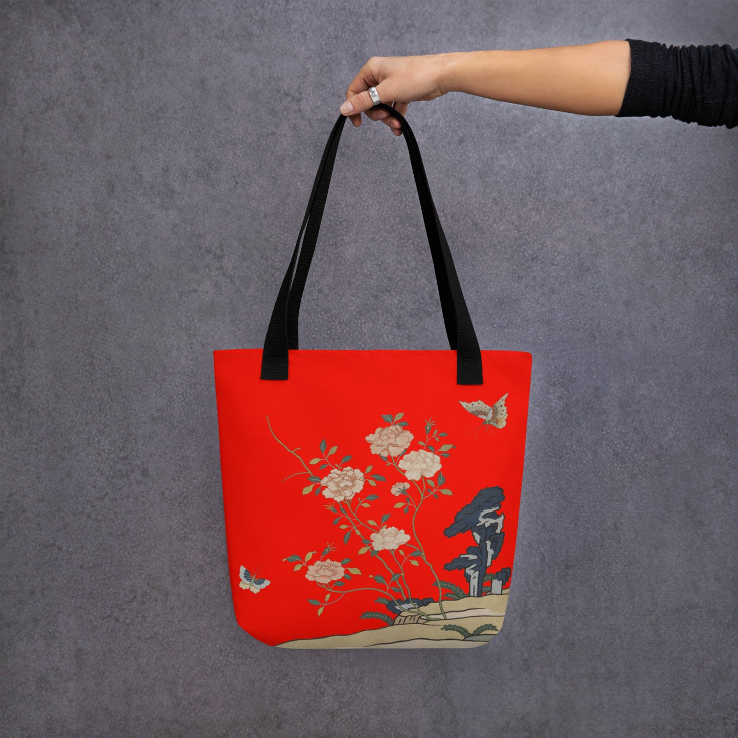 Kesi Flower Album｜Red Roses｜Tote bag｜Garnet red