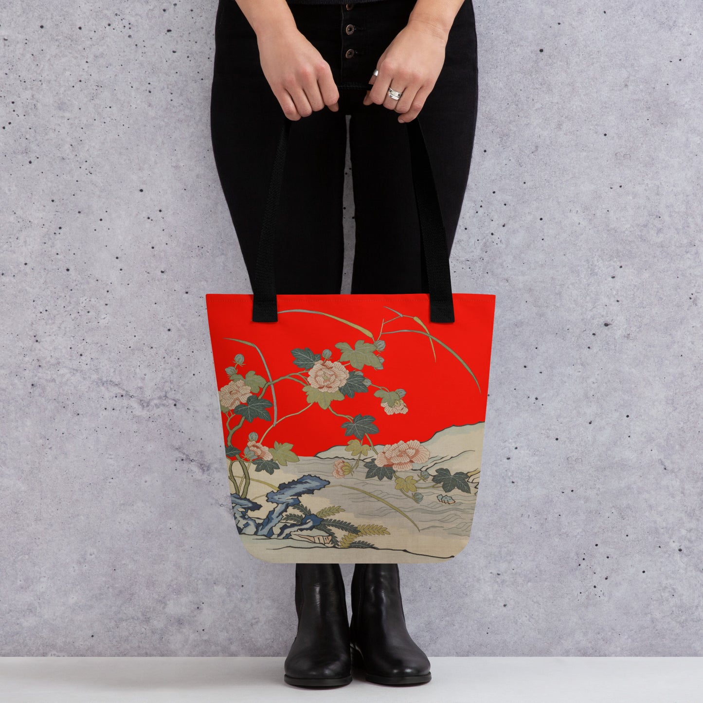 Kesi Flower Album｜Hibiscus by the Water｜Tote bag｜Garnet red