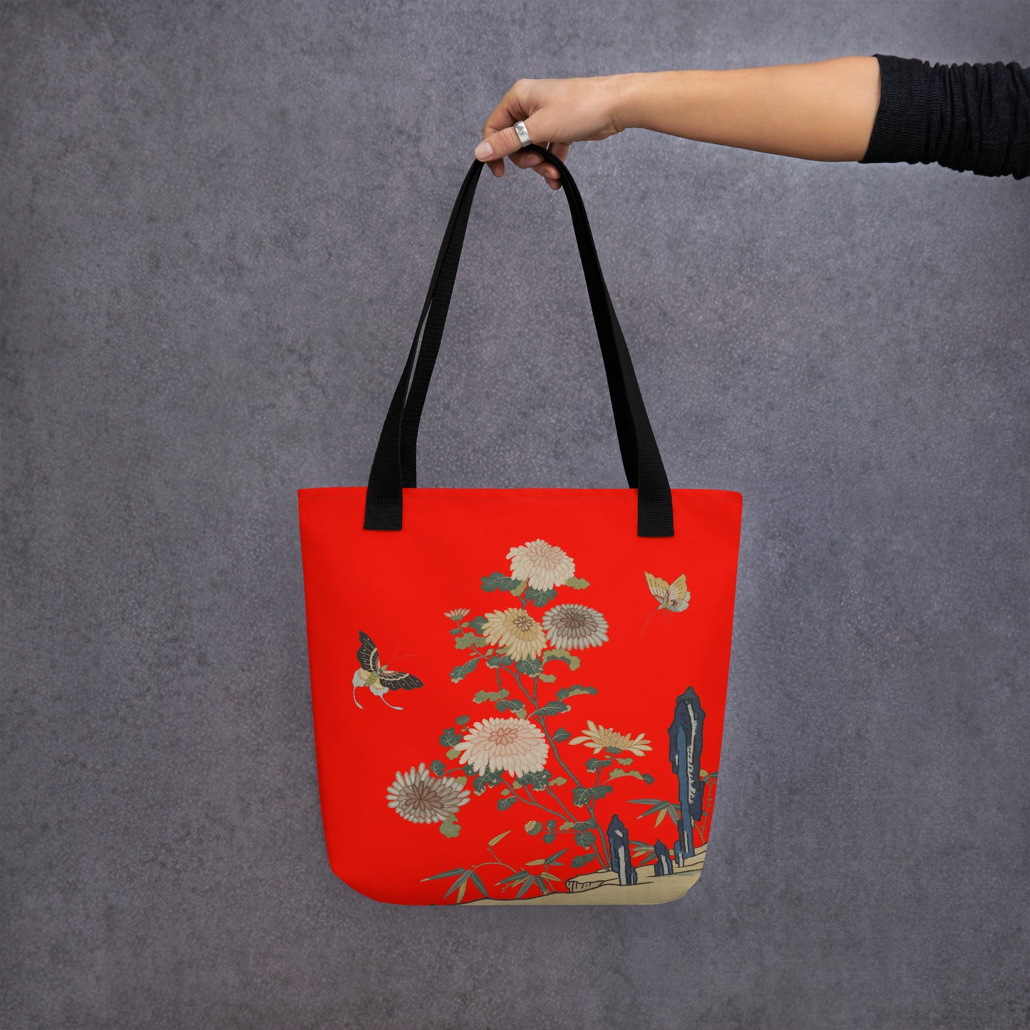 Kesi Flower Album｜Chrysanthemums and Butterflies｜Tote bag｜Garnet red