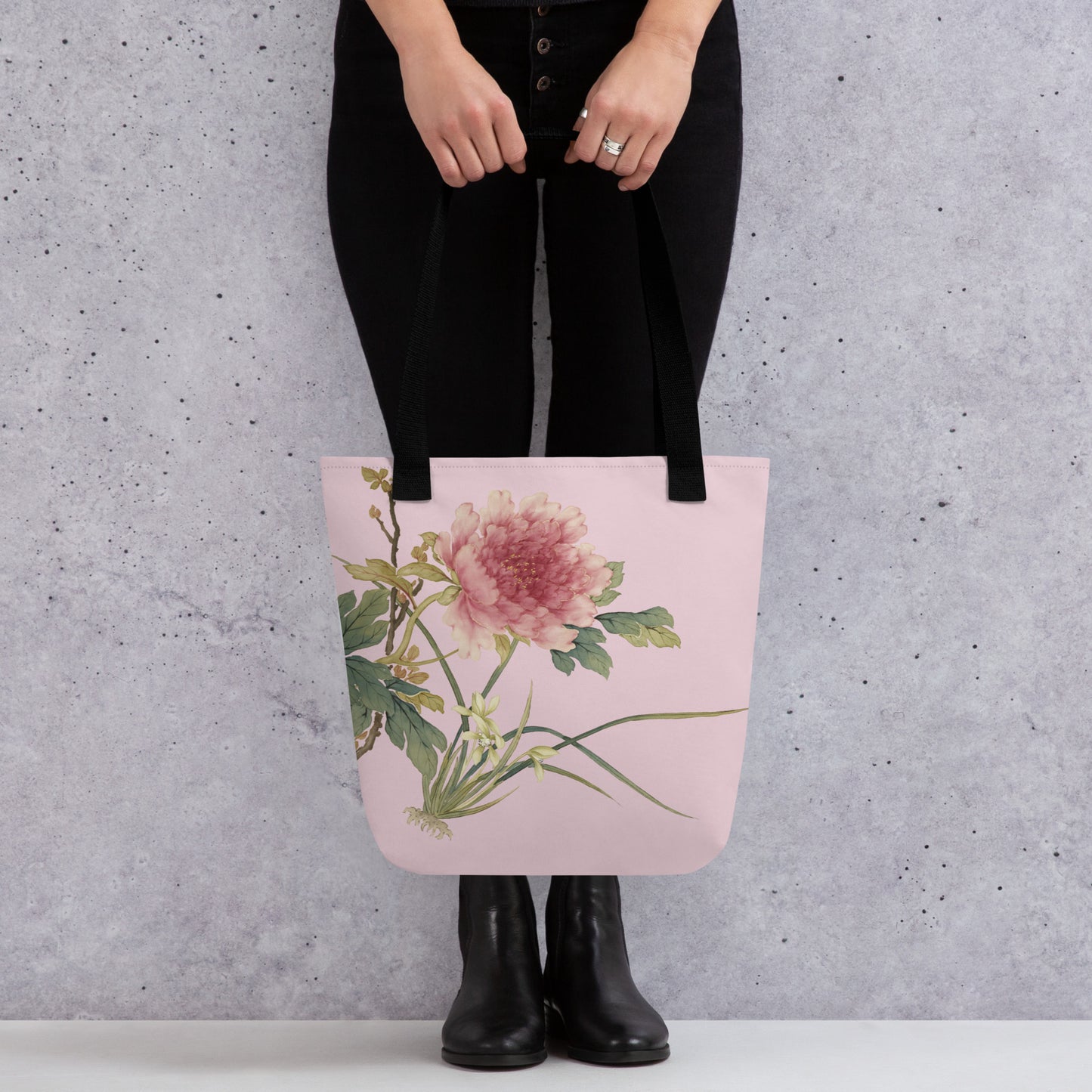 The Spirit of Flowers in Twelve Months｜Orchid and Tree Peony in Bloom｜Tote bag｜Pale pinkish gray