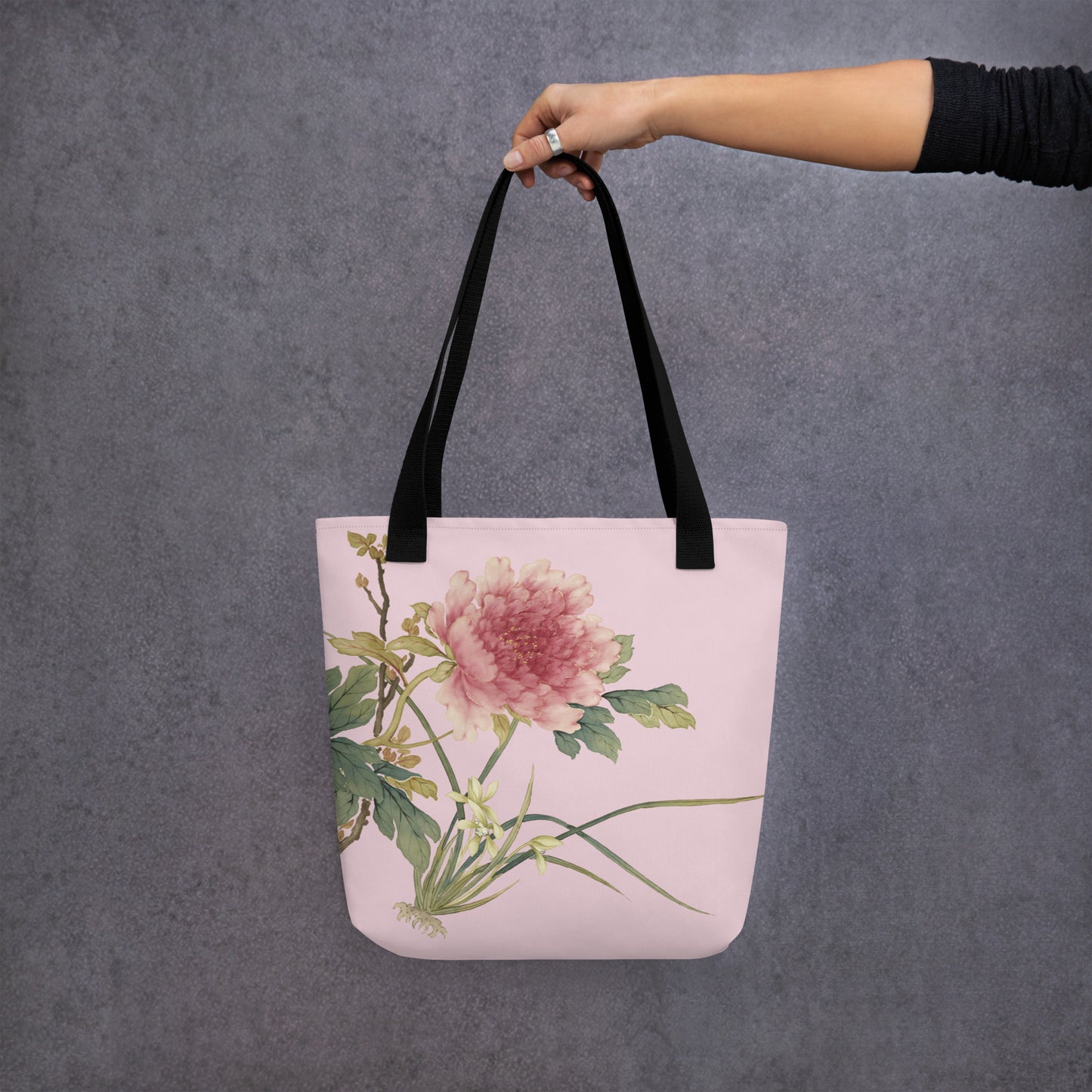 The Spirit of Flowers in Twelve Months｜Orchid and Tree Peony in Bloom｜Tote bag｜Pale pinkish gray