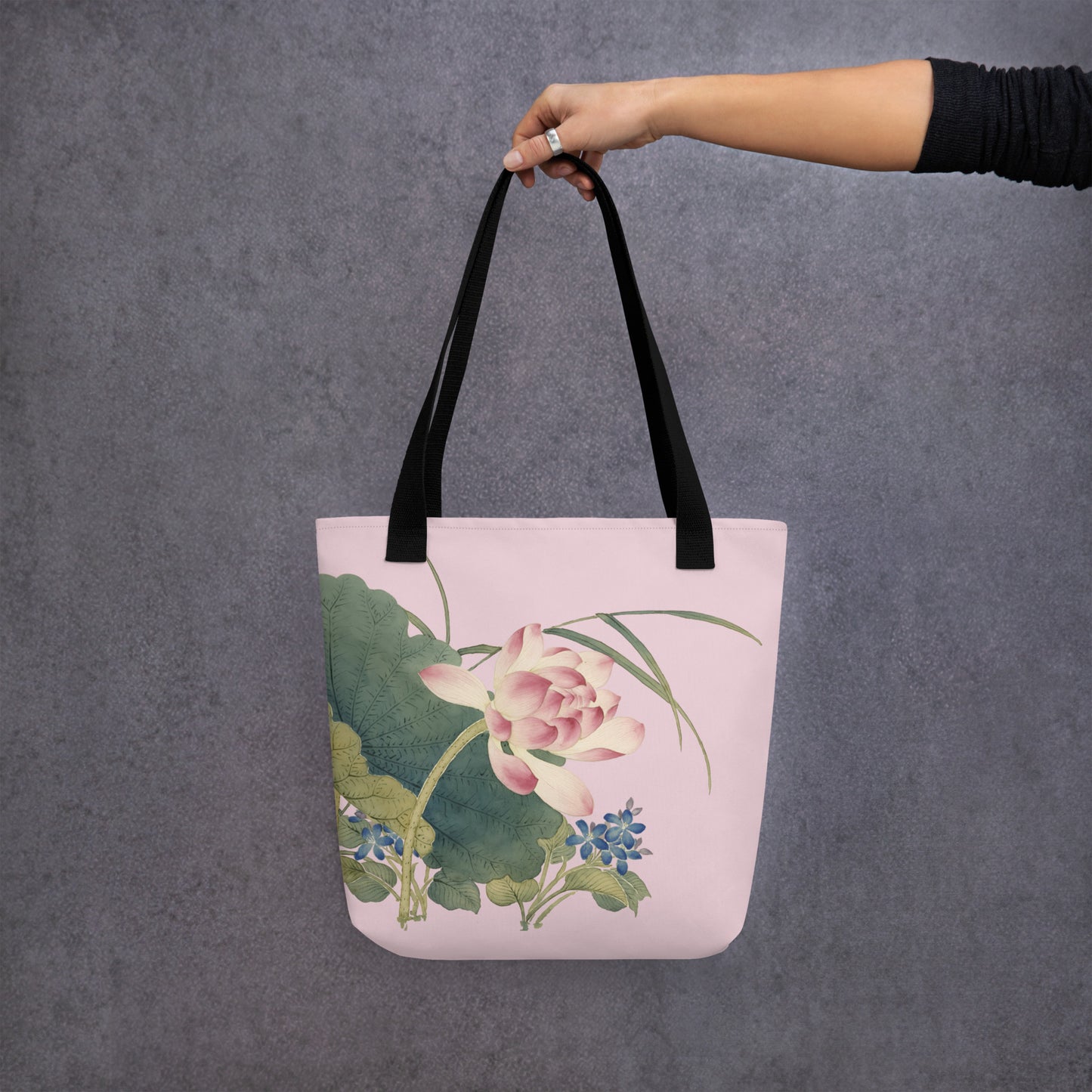 The Spirit of Flowers in Twelve Months｜Lotus in Bloom｜Tote bag｜Pale pinkish gray