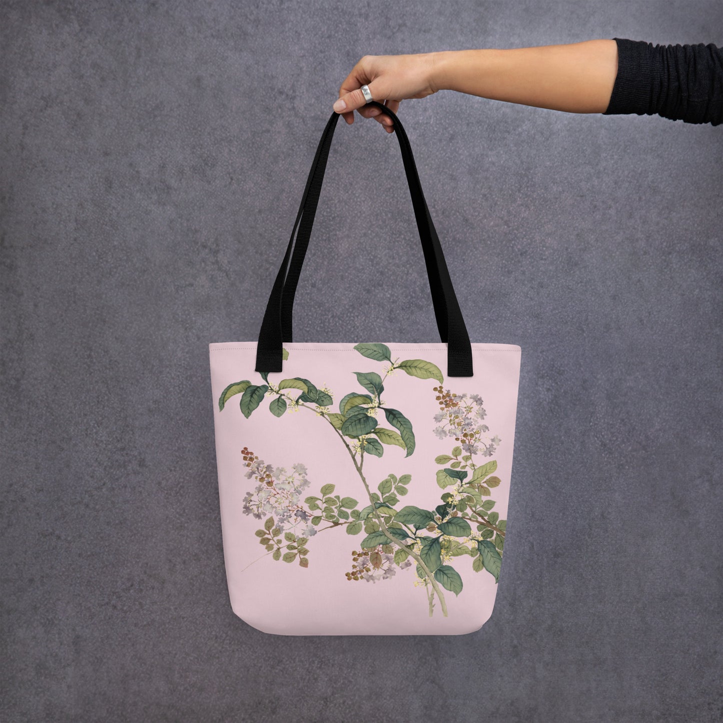 The Spirit of Flowers in Twelve Months｜Osmanthus and Crape Myrtle in Bloom｜Tote bag｜Pale pinkish gray