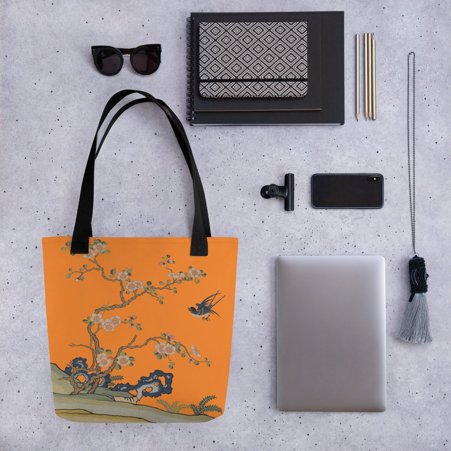 Kesi Flower Album｜Swallow in Flight, Harbinger of Spring｜Tote bag｜Orange