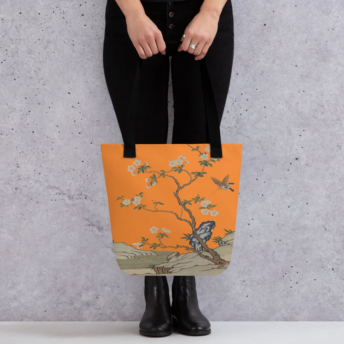 Kesi Flower Album｜Plum Blossoms and Butterfly｜Tote bag｜Orange