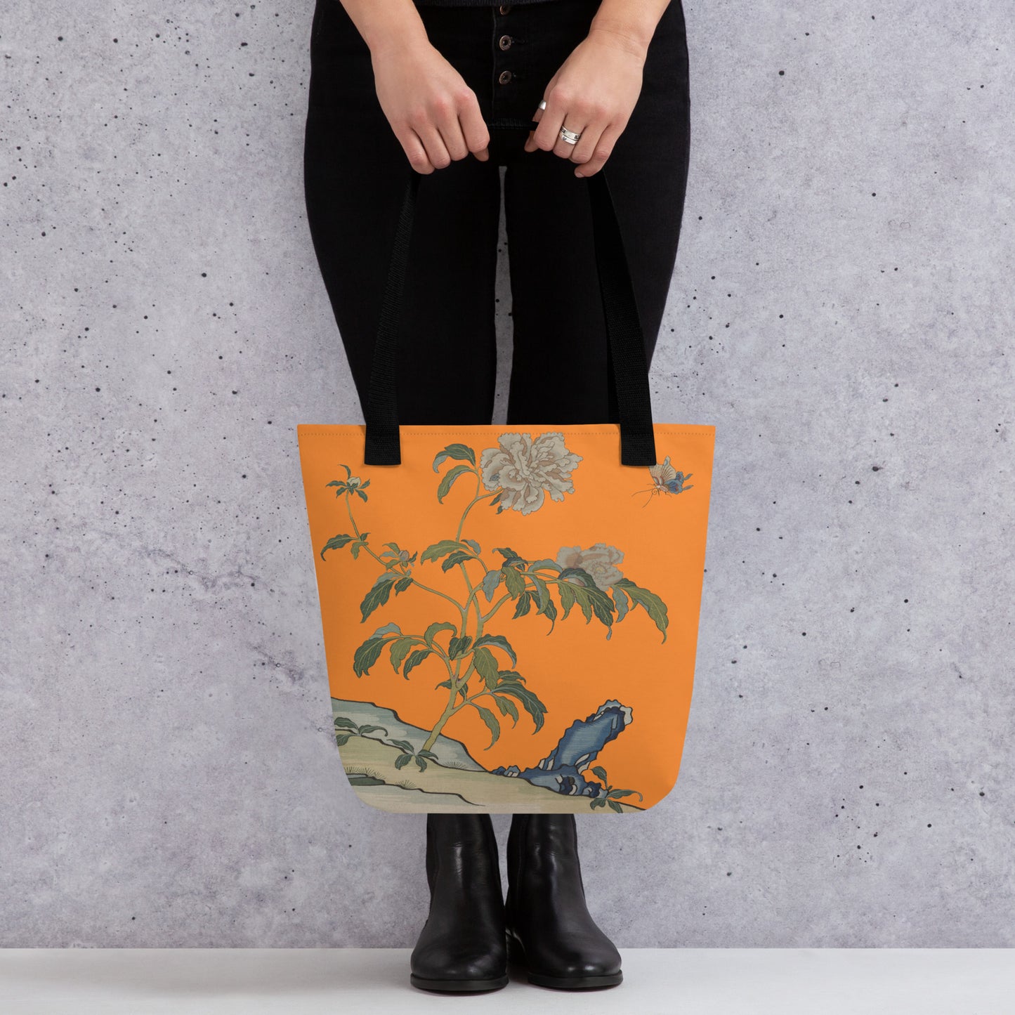 Kesi Flower Album｜Peonies and Butterfly｜Tote bag｜Orange