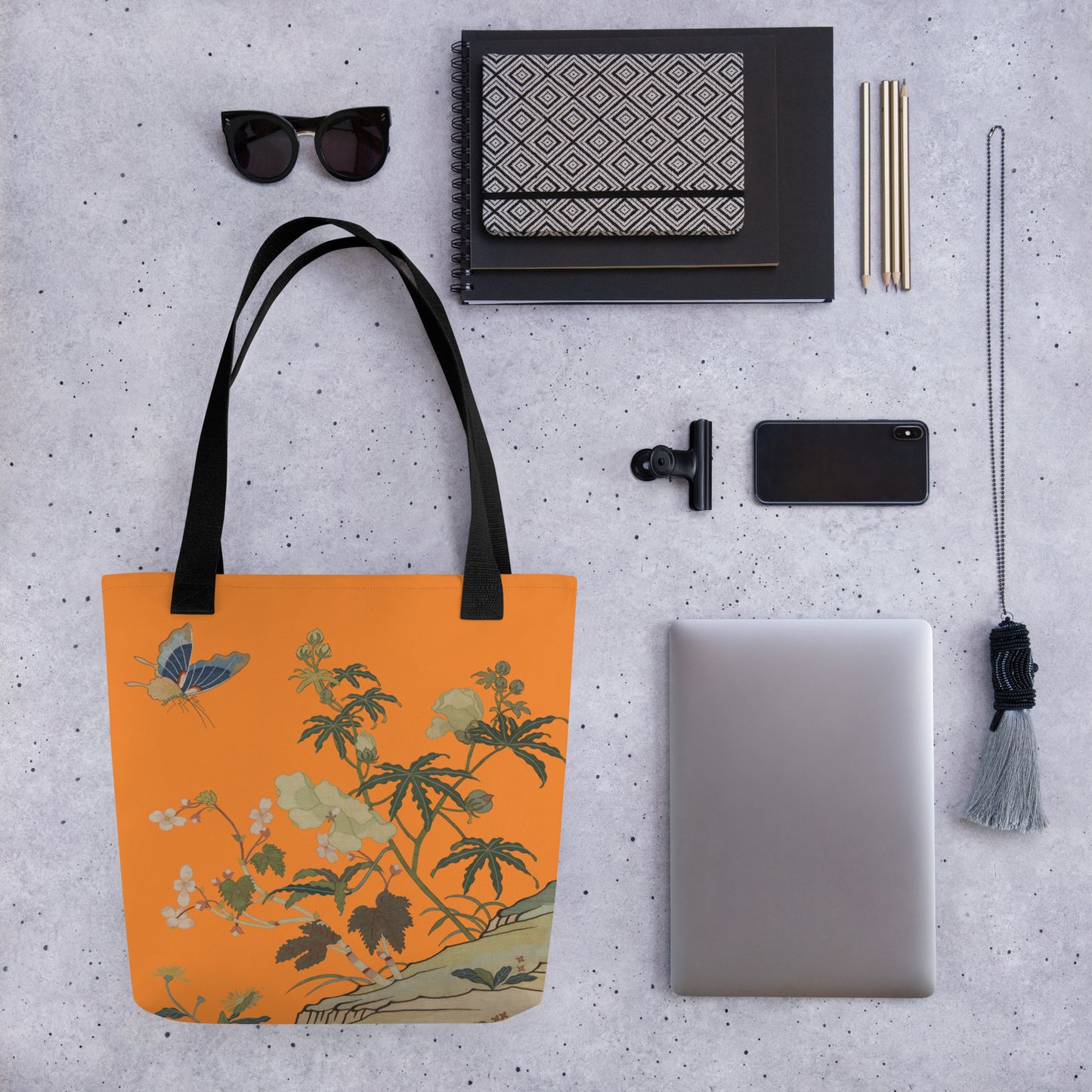 Kesi Flower Album｜Hibiscus and Begonia Blossoms｜Tote bag｜Orange