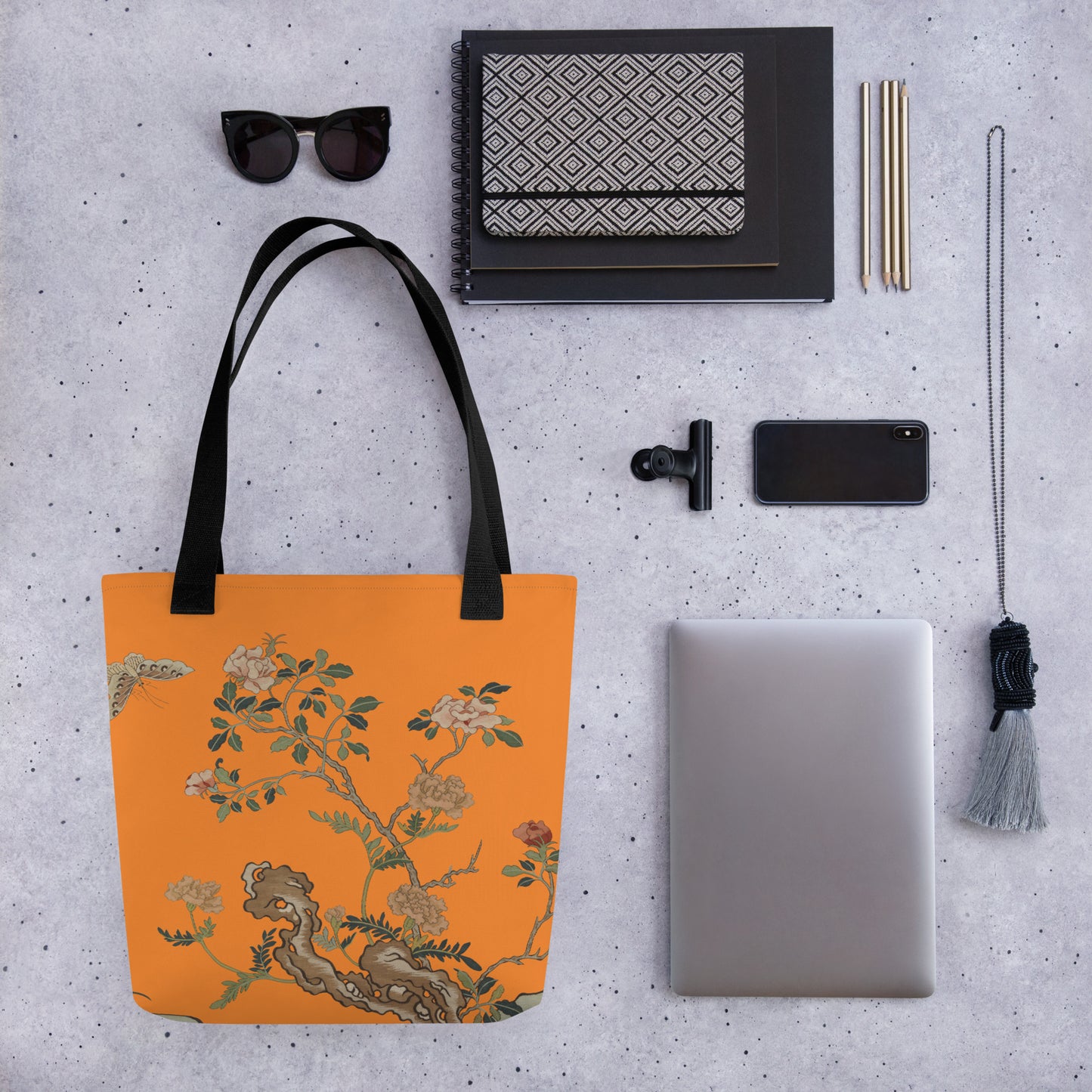 Kesi Flower Album｜Camellia and Butterfly｜Tote bag｜Orange