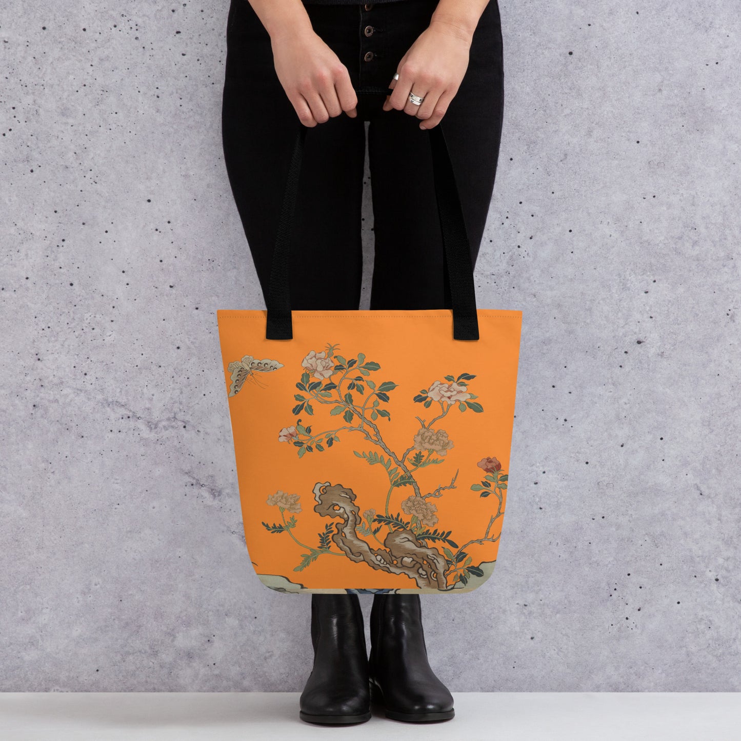 Kesi Flower Album｜Camellia and Butterfly｜Tote bag｜Orange