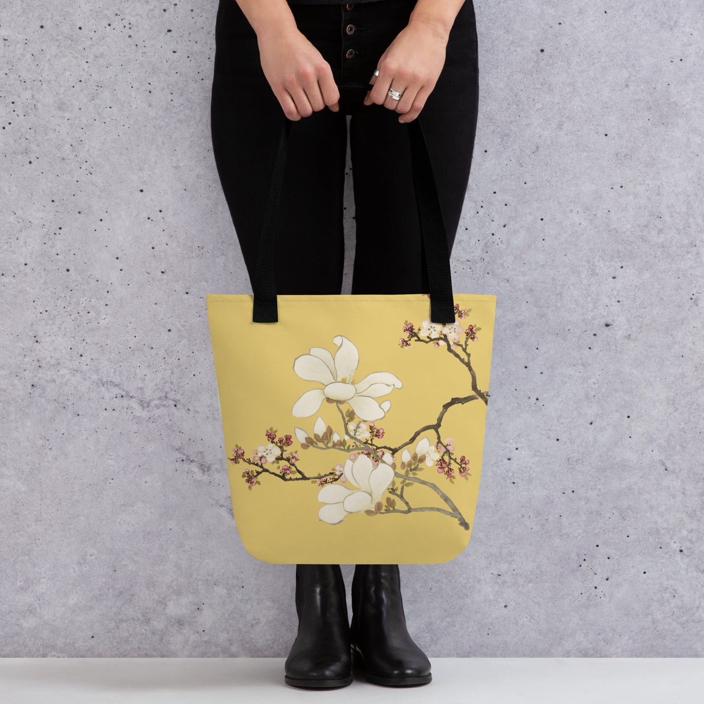 The Spirit of Flowers in Twelve Months｜Apricot and Lily Magnolia in Blossom｜Tote bag｜Gold