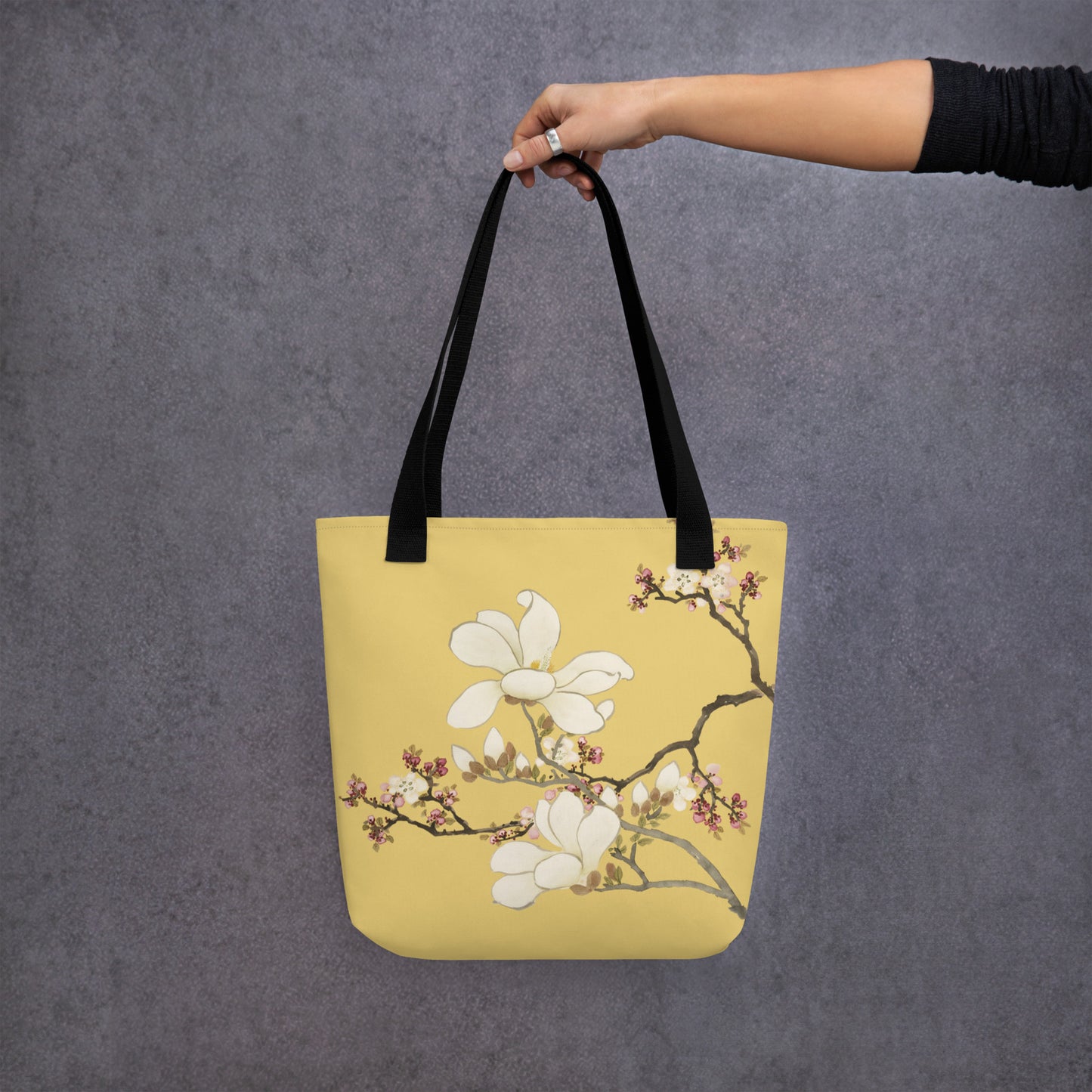 The Spirit of Flowers in Twelve Months｜Apricot and Lily Magnolia in Blossom｜Tote bag｜Gold