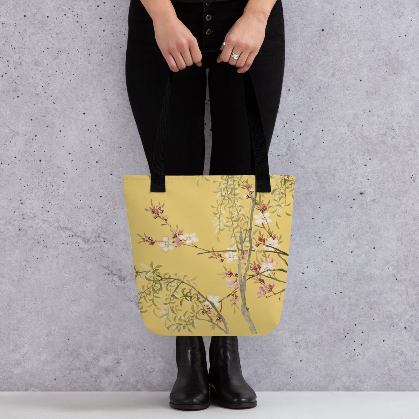 The Spirit of Flowers in Twelve Months｜Willow and Peach Blossom｜Tote bag｜Gold