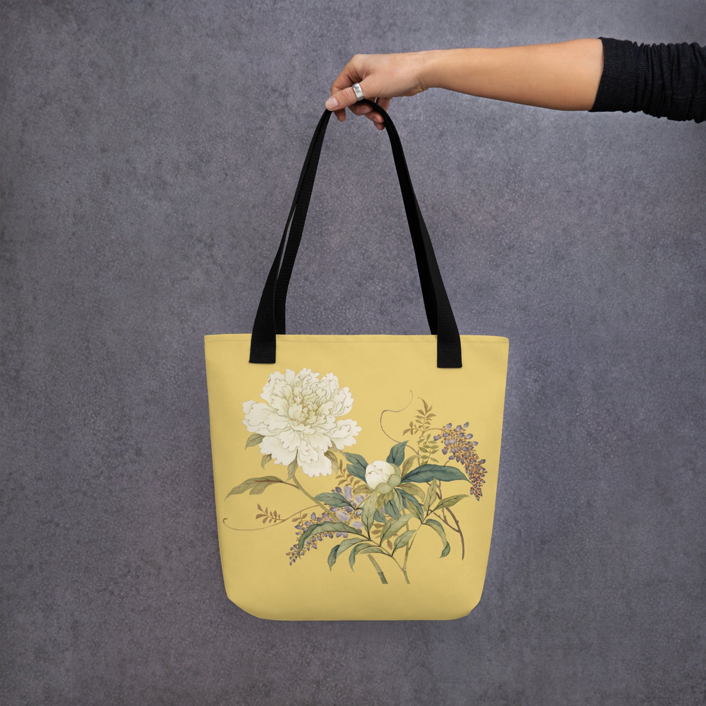 The Spirit of Flowers in Twelve Months｜Chinese Peony and Wisteria in Bloom｜Tote bag｜Gold