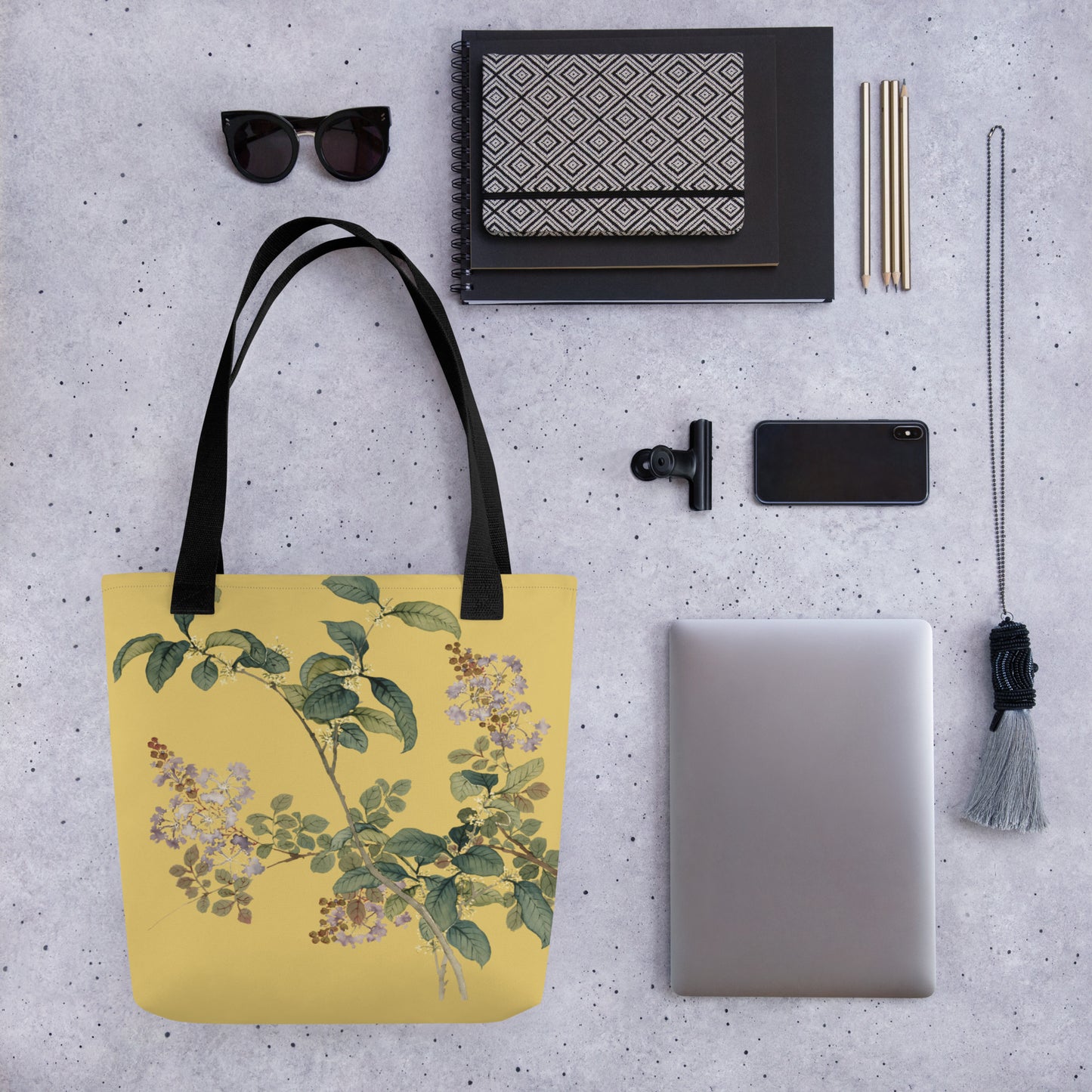 The Spirit of Flowers in Twelve Months｜Osmanthus and Crape Myrtle in Bloom｜Tote bag｜Gold