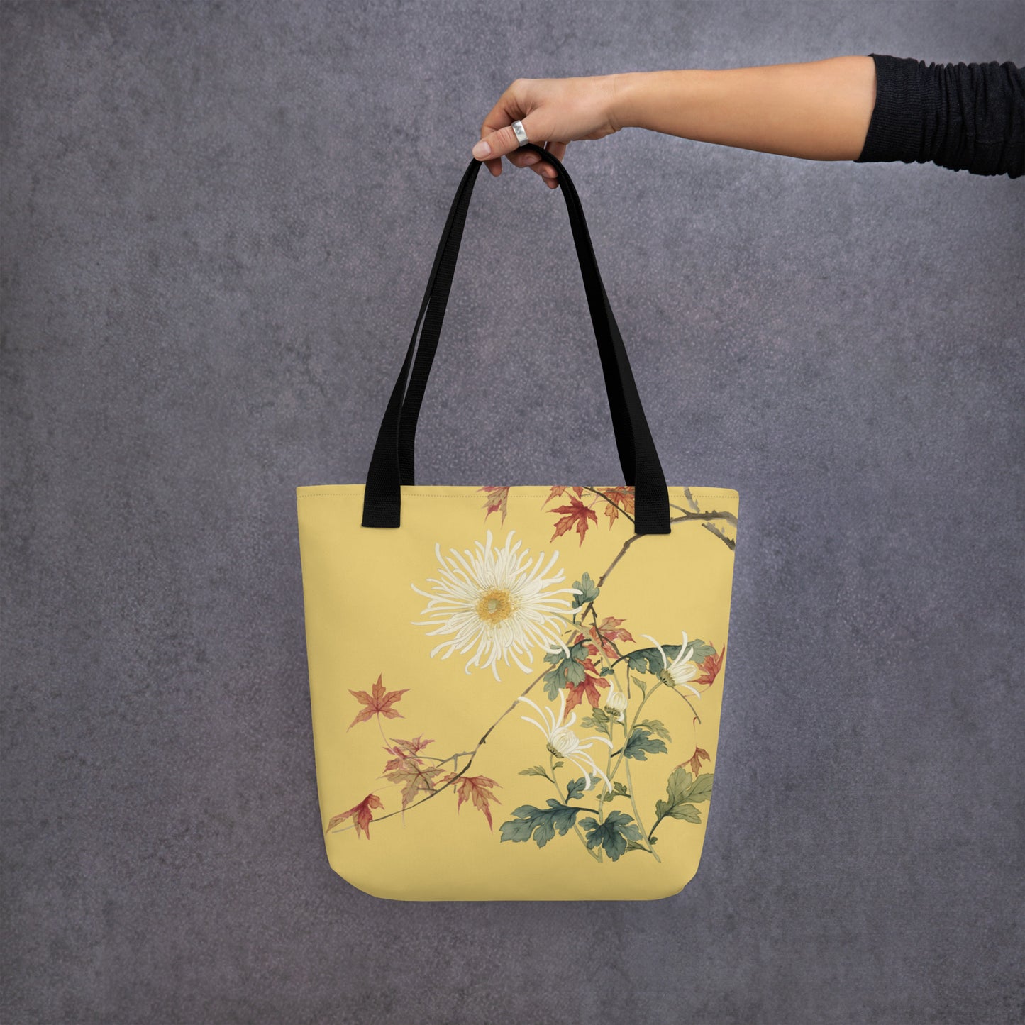 The Spirit of Flowers in Twelve Months｜Blooming Chrysanthemum and Maple Leaves｜Tote bag｜Gold