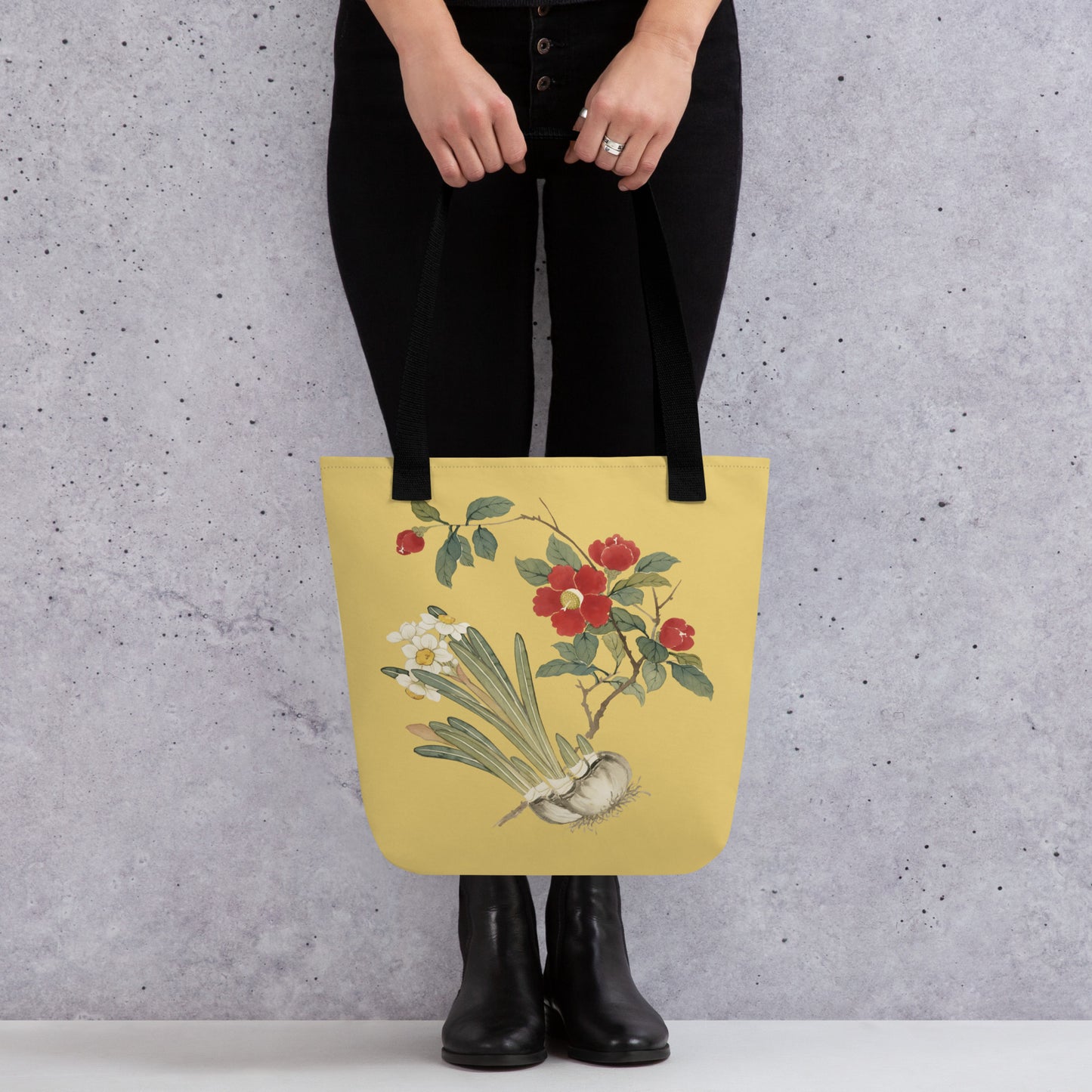 The Spirit of Flowers in Twelve Months｜Narcissus and Camelia in Bloom｜Tote bag｜Gold