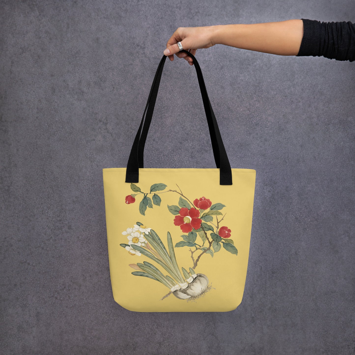 The Spirit of Flowers in Twelve Months｜Narcissus and Camelia in Bloom｜Tote bag｜Gold