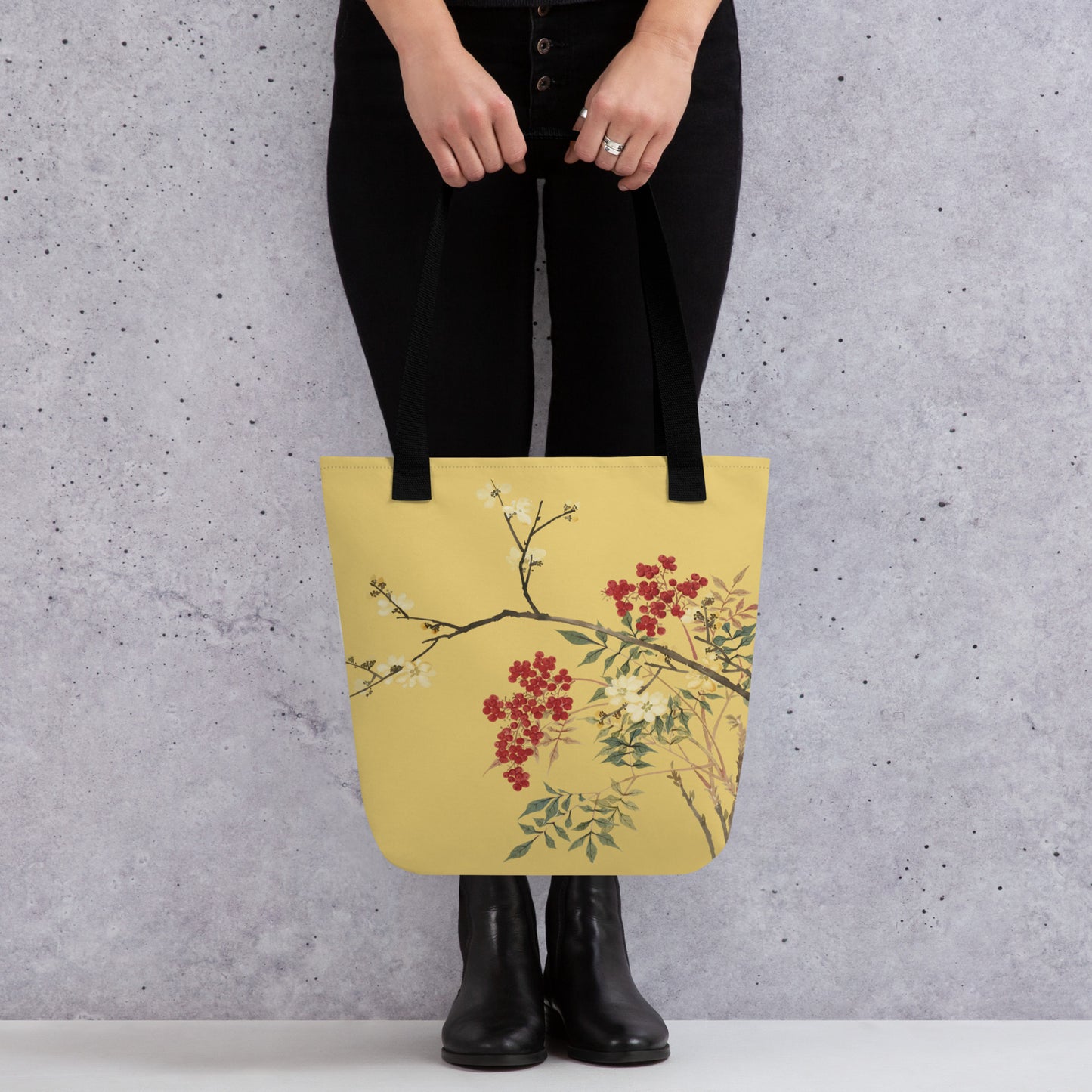 The Spirit of Flowers in Twelve Months｜Blooming Wintersweet and Heavenly Bamboo｜Tote bag｜Gold