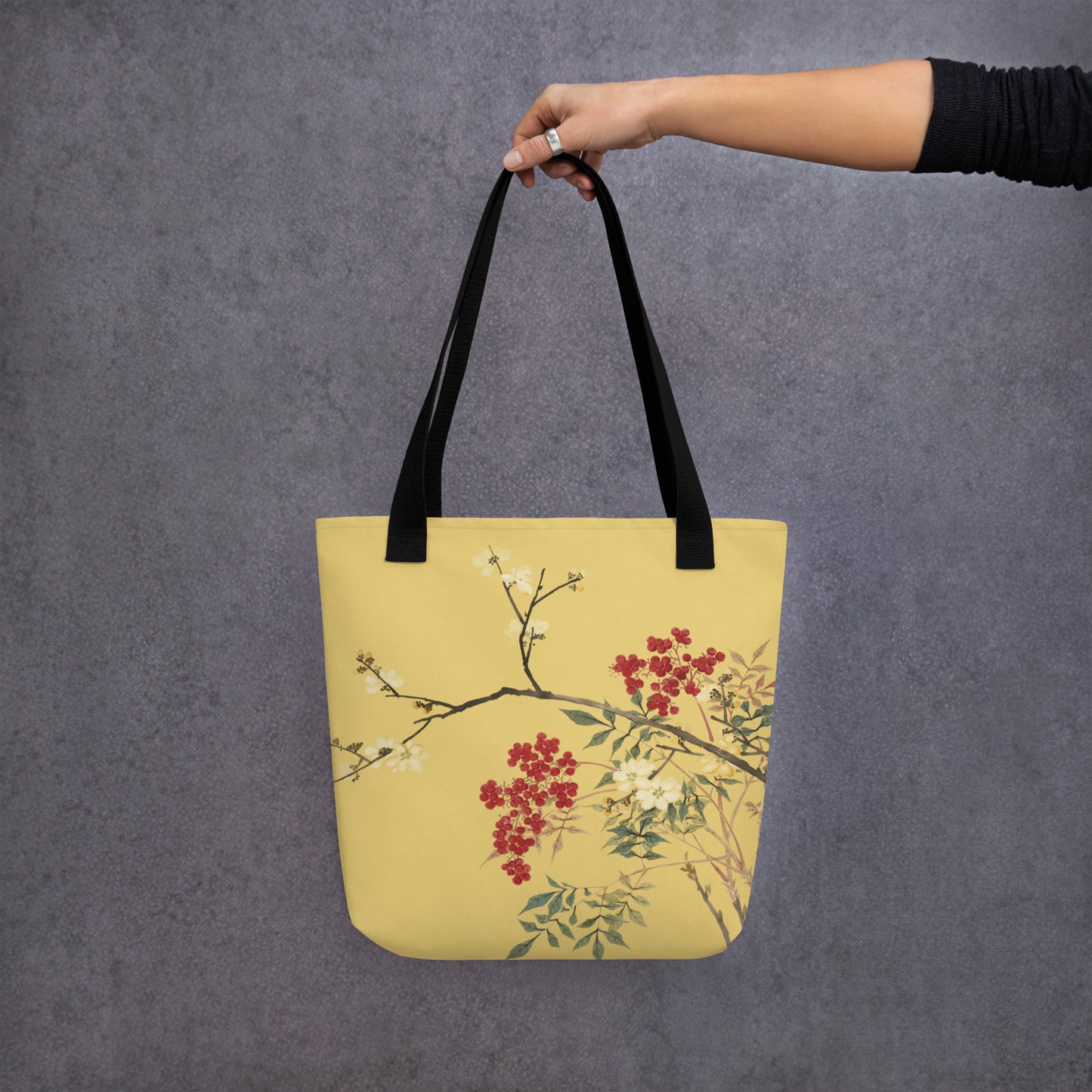 The Spirit of Flowers in Twelve Months｜Blooming Wintersweet and Heavenly Bamboo｜Tote bag｜Gold