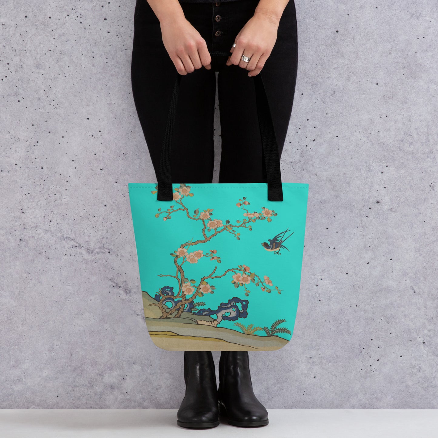 Kesi Flower Album｜Swallow in Flight, Harbinger of Spring｜Tote bag｜Turquoise