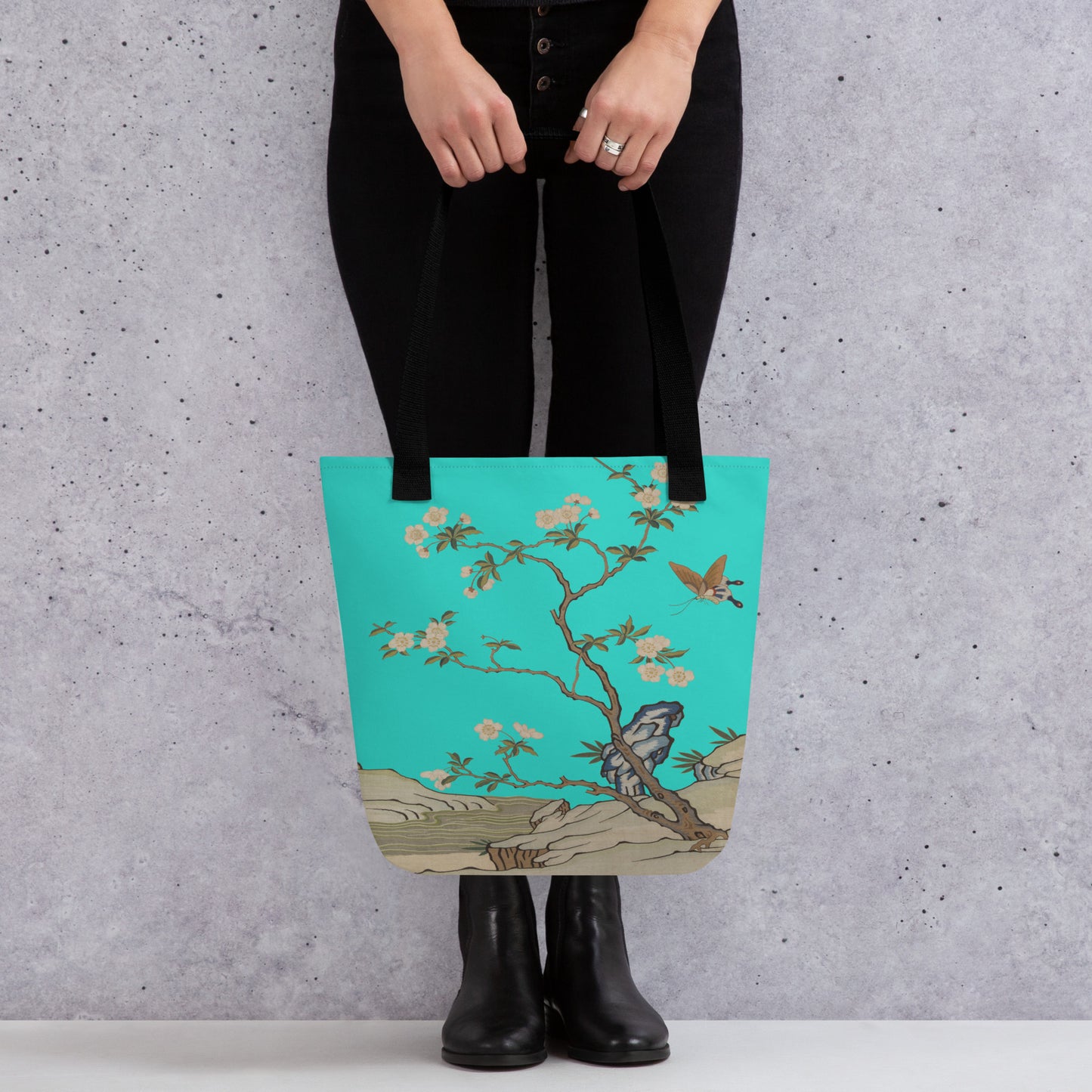 Kesi Flower Album｜Plum Blossoms and Butterfly｜Tote bag｜Turquoise