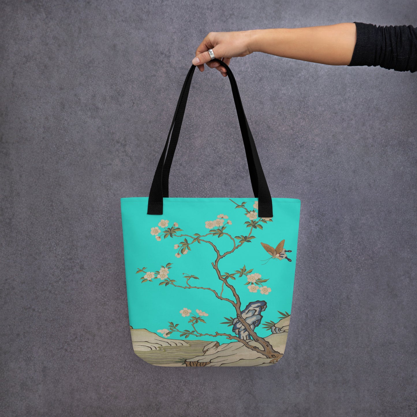 Kesi Flower Album｜Plum Blossoms and Butterfly｜Tote bag｜Turquoise