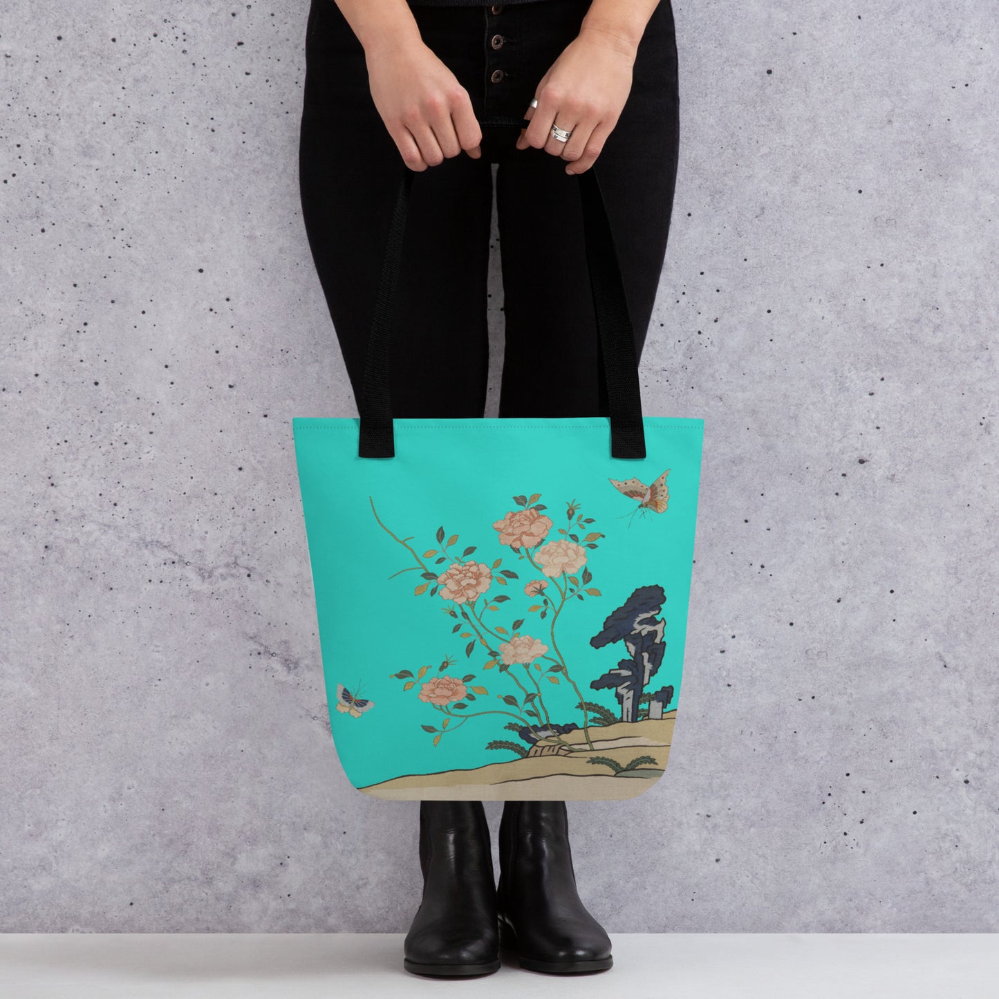 Kesi Flower Album｜Red Roses｜Tote bag｜Turquoise