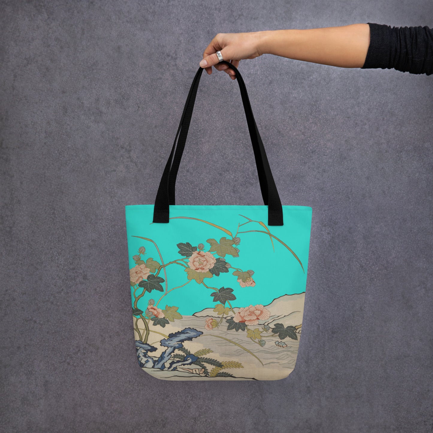 タペストリーの花｜Hibiscus by the Water｜Tote bag｜Turquoise