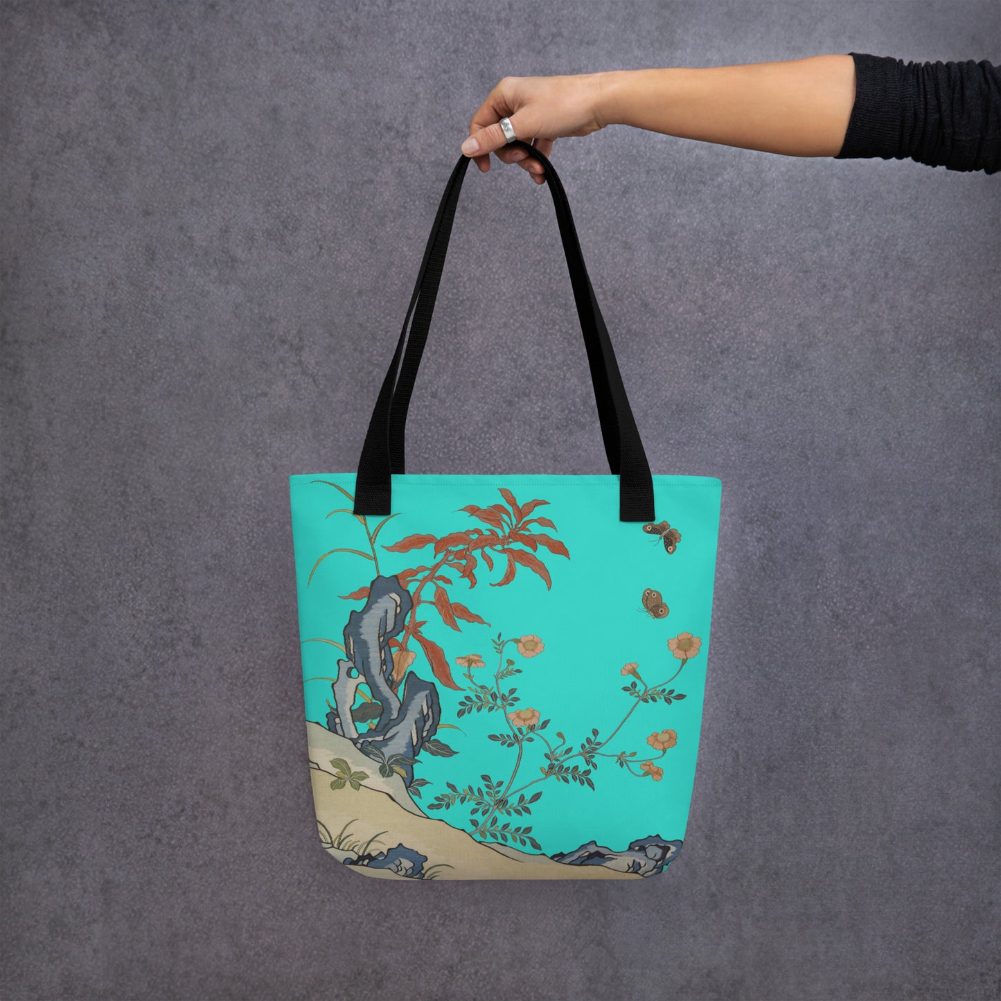 Kesi Flower Album｜Butterflies and Flowers｜Tote bag｜Turquoise