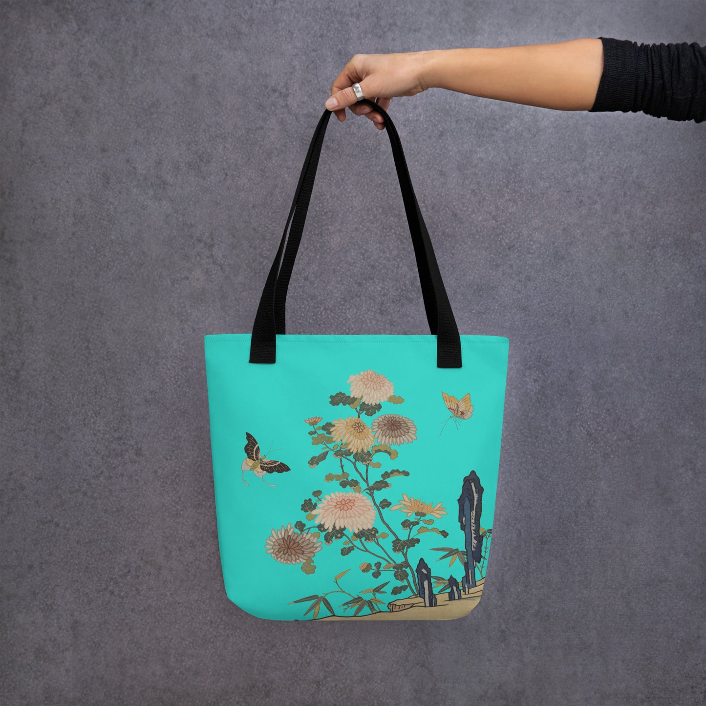 Kesi Flower Album｜Chrysanthemums and Butterflies｜Tote bag｜Turquoise