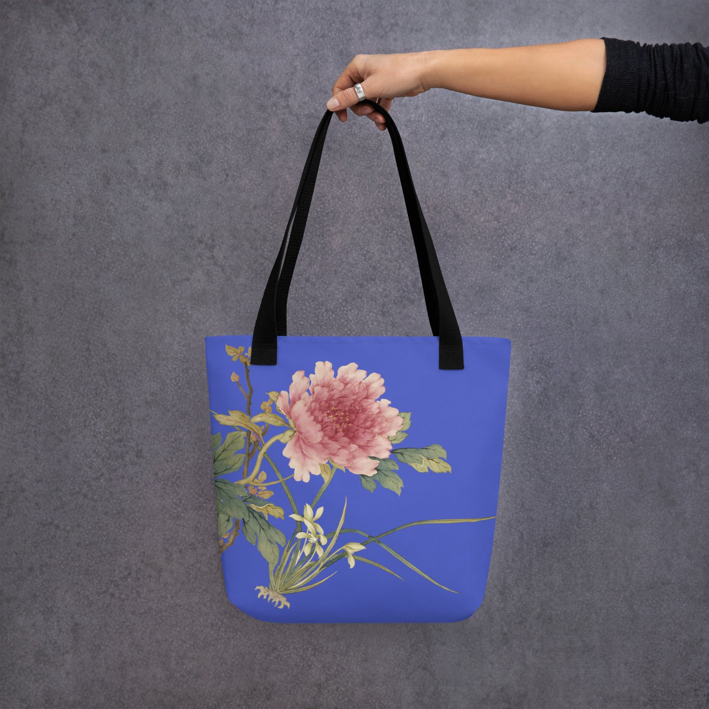 The Spirit of Flowers in Twelve Months｜Orchid and Tree Peony in Bloom｜Tote bag｜Royal blue