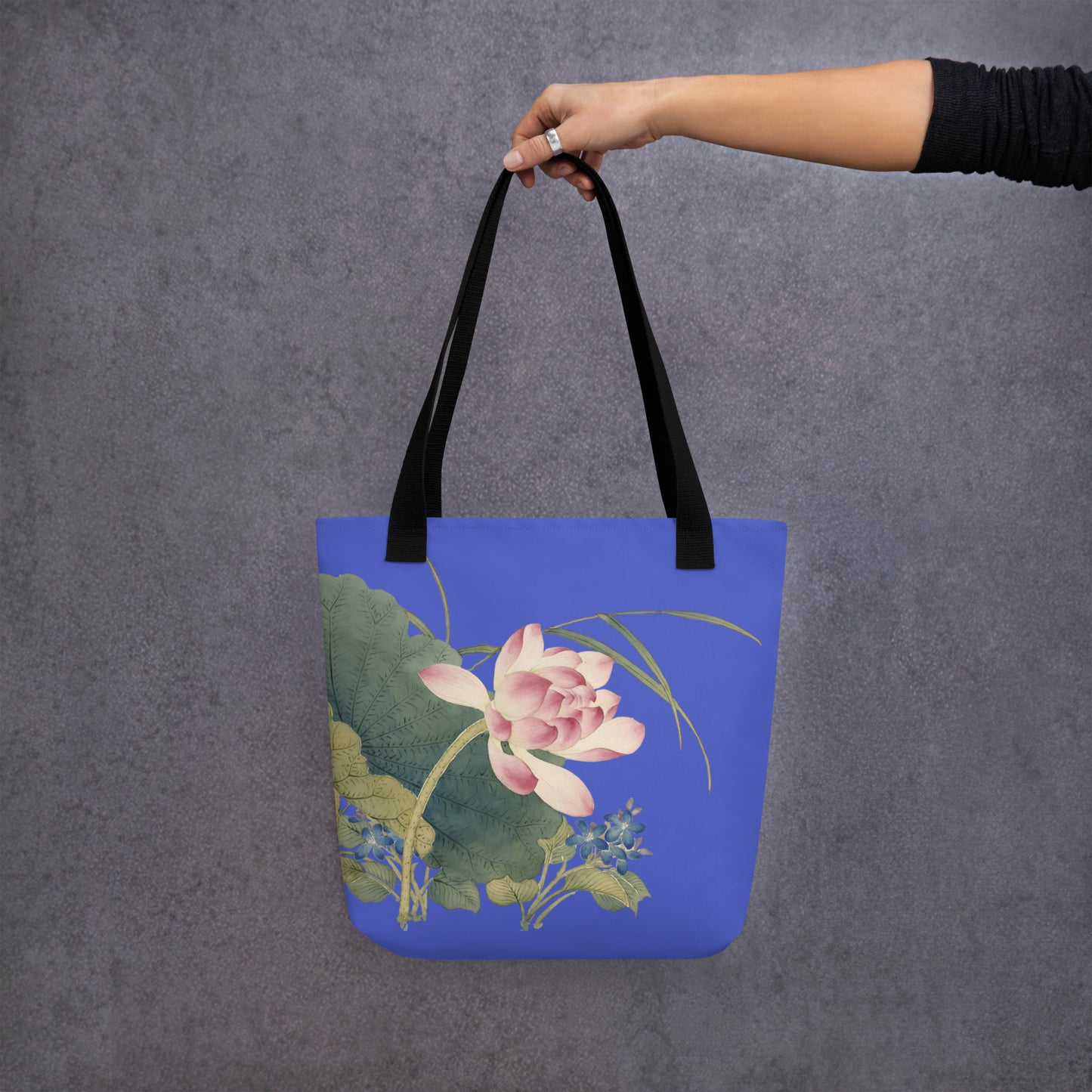 The Spirit of Flowers in Twelve Months｜Lotus in Bloom｜Tote bag｜Royal blue