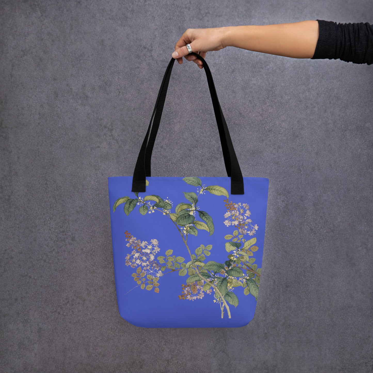 The Spirit of Flowers in Twelve Months｜Osmanthus and Crape Myrtle in Bloom｜Tote bag｜Royal blue