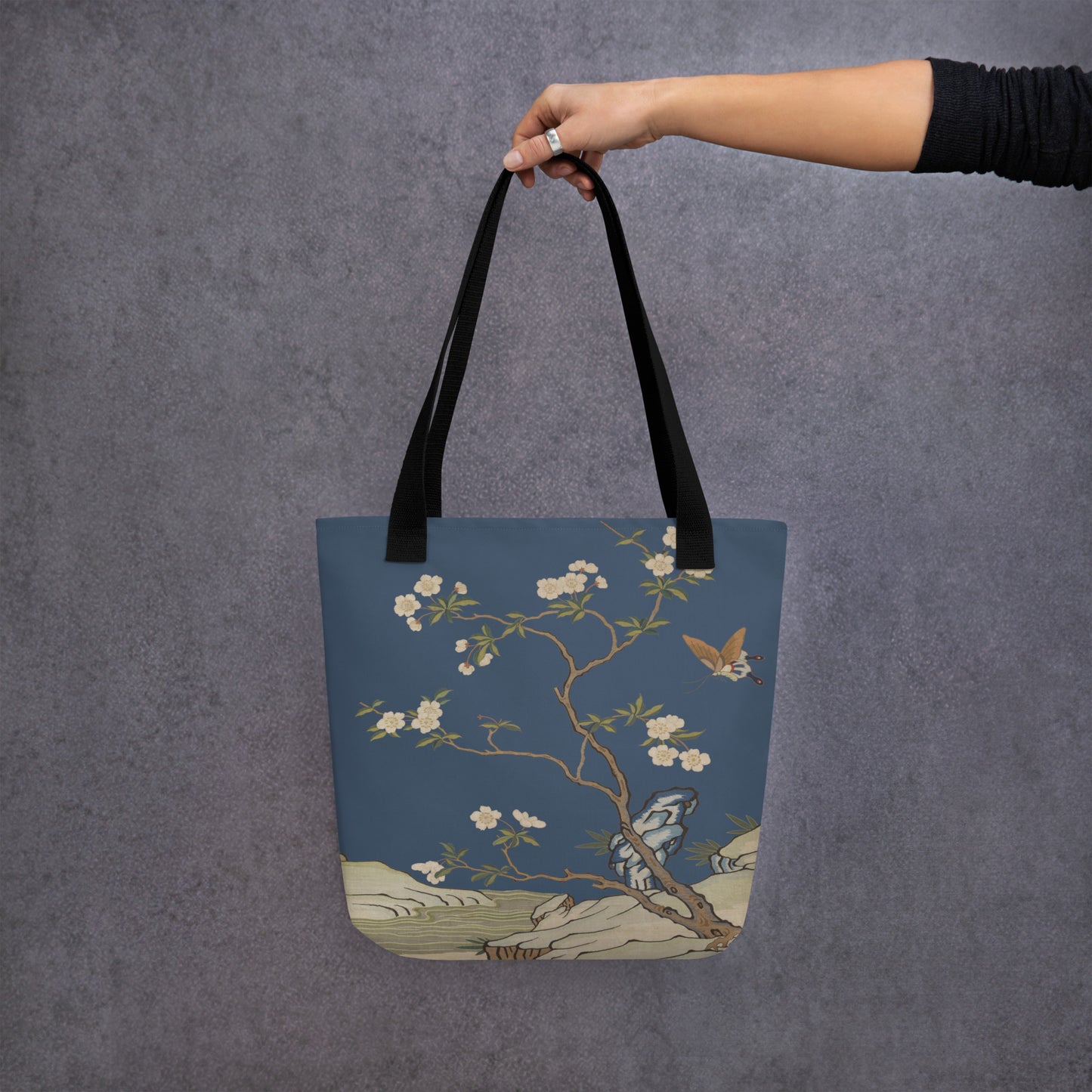 Kesi Flower Album｜Plum Blossoms and Butterfly｜Tote bag｜Dark blue