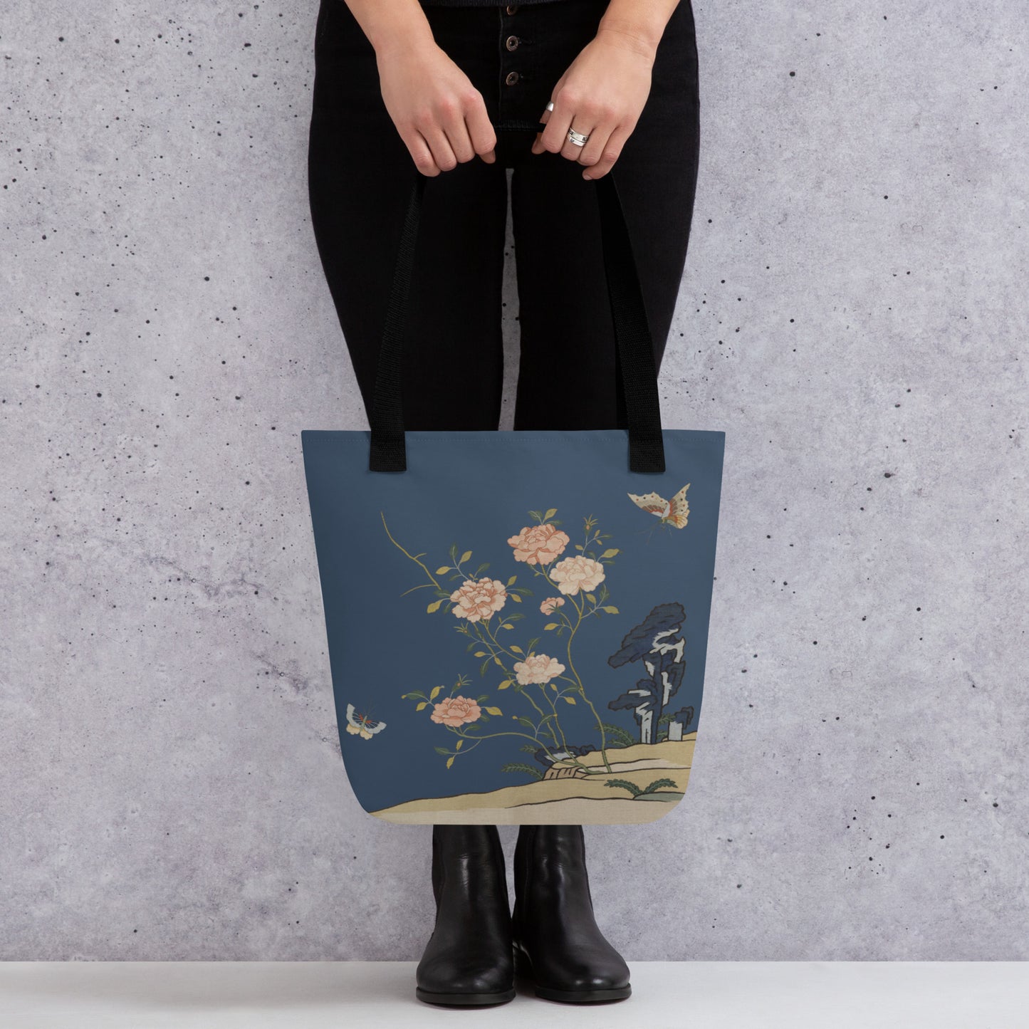 Kesi Flower Album｜Red Roses｜Tote bag｜Dark blue