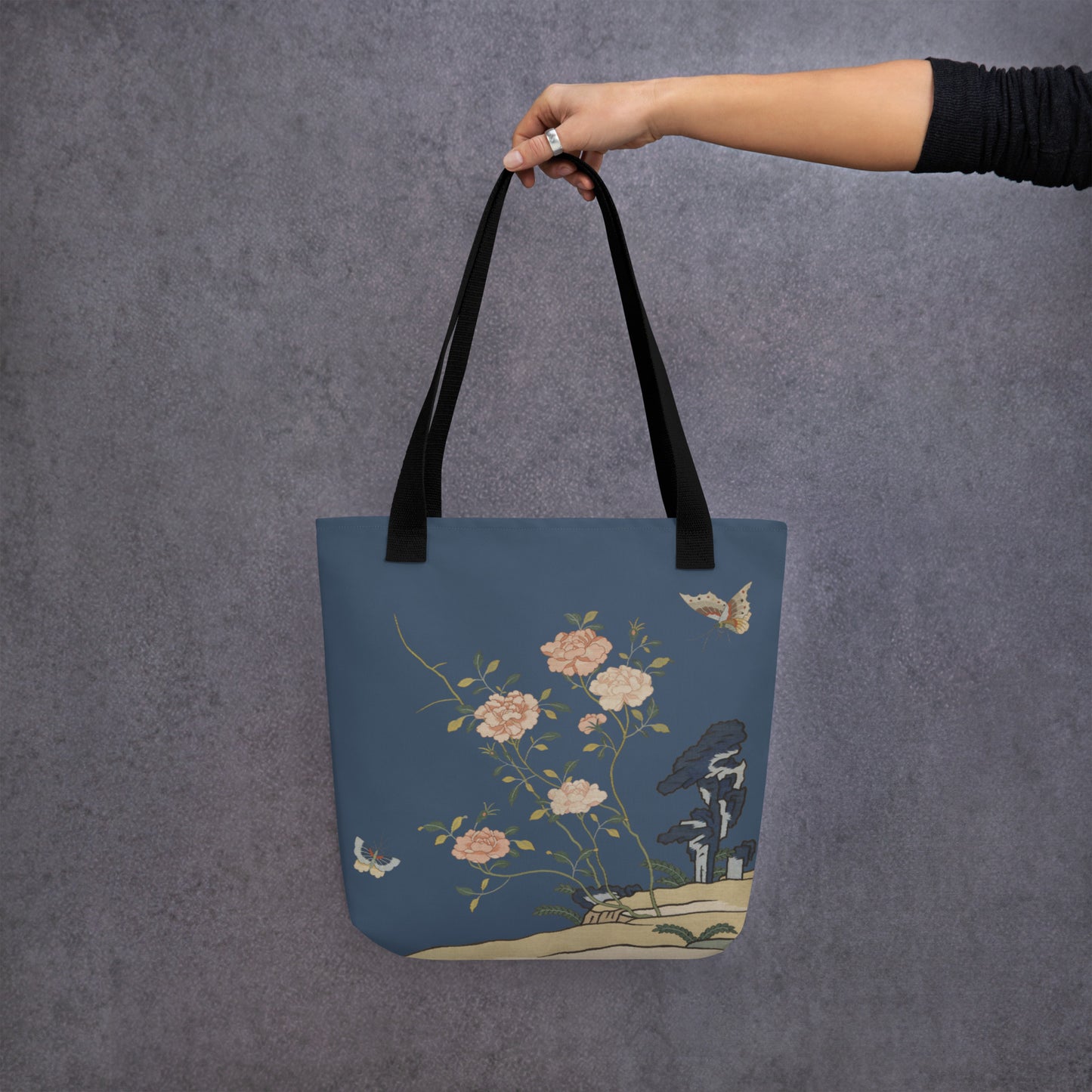 Kesi Flower Album｜Red Roses｜Tote bag｜Dark blue