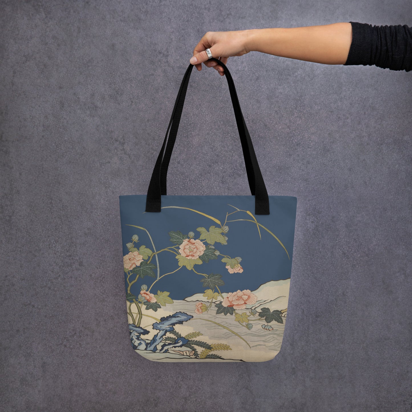 Kesi Flower Album｜Hibiscus by the Water｜Tote bag｜Dark blue