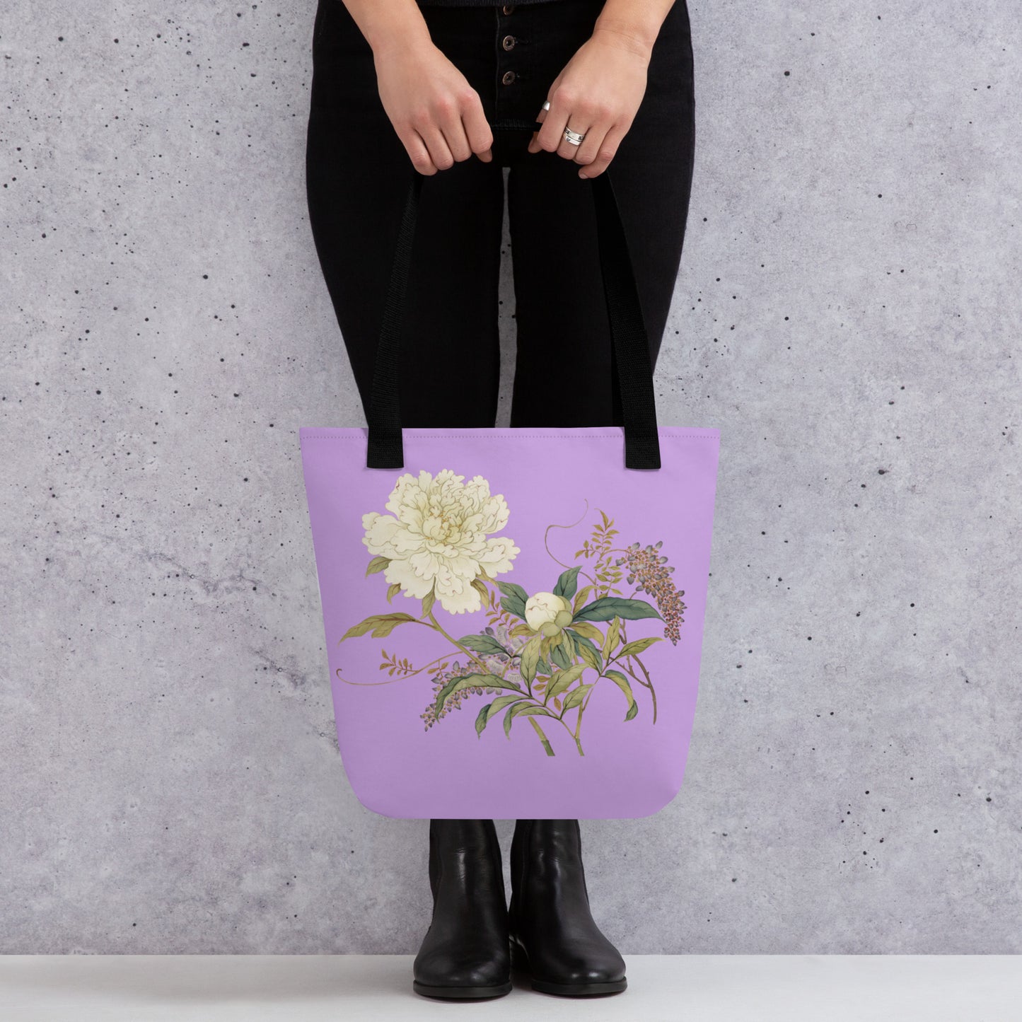 The Spirit of Flowers in Twelve Months｜Chinese Peony and Wisteria in Bloom｜Tote bag｜Lilac