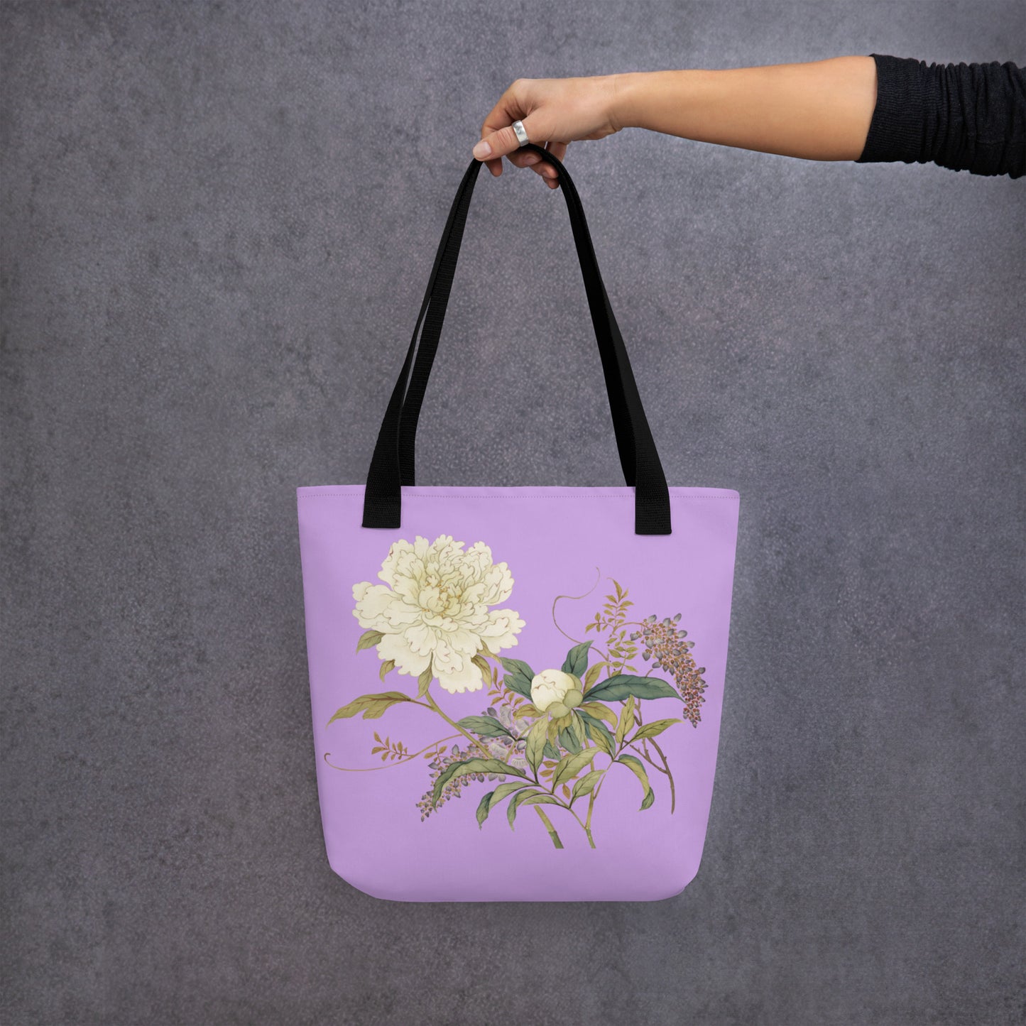 The Spirit of Flowers in Twelve Months｜Chinese Peony and Wisteria in Bloom｜Tote bag｜Lilac